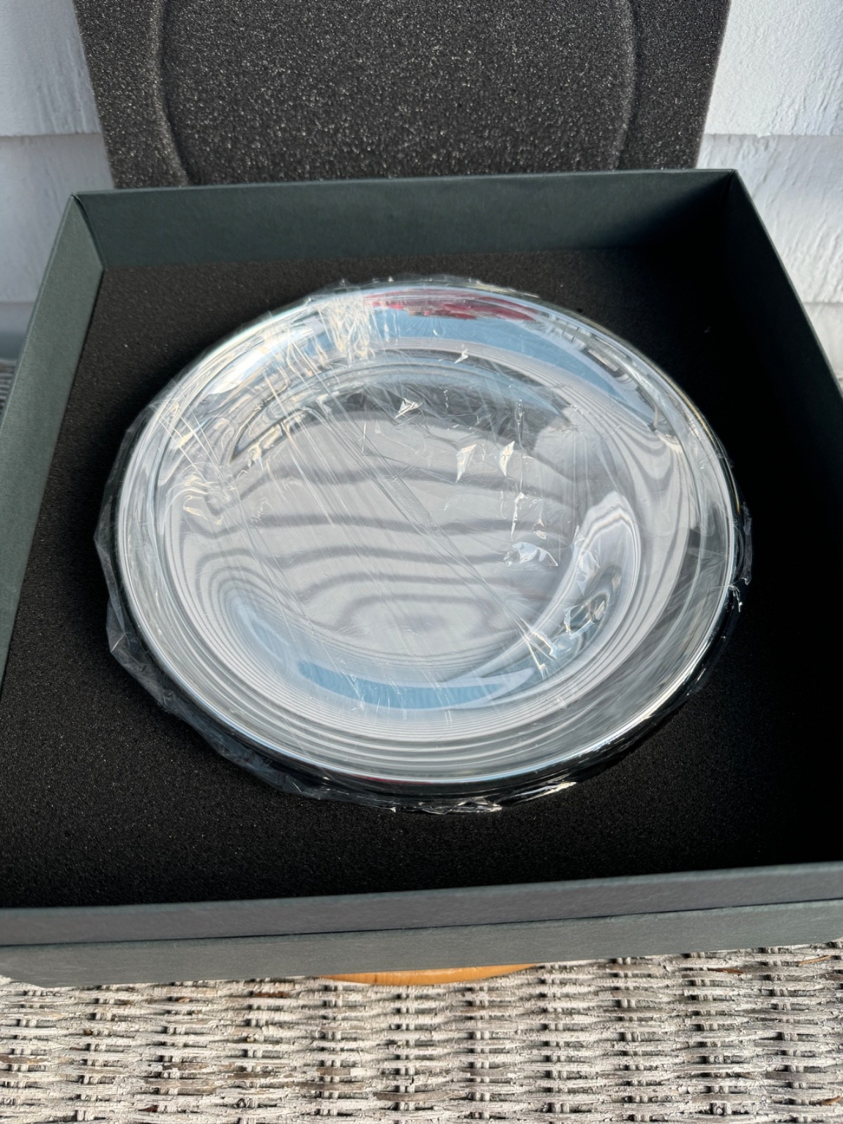 VERREUM Czech Modern Art Silvered Glass Bowl New in Box