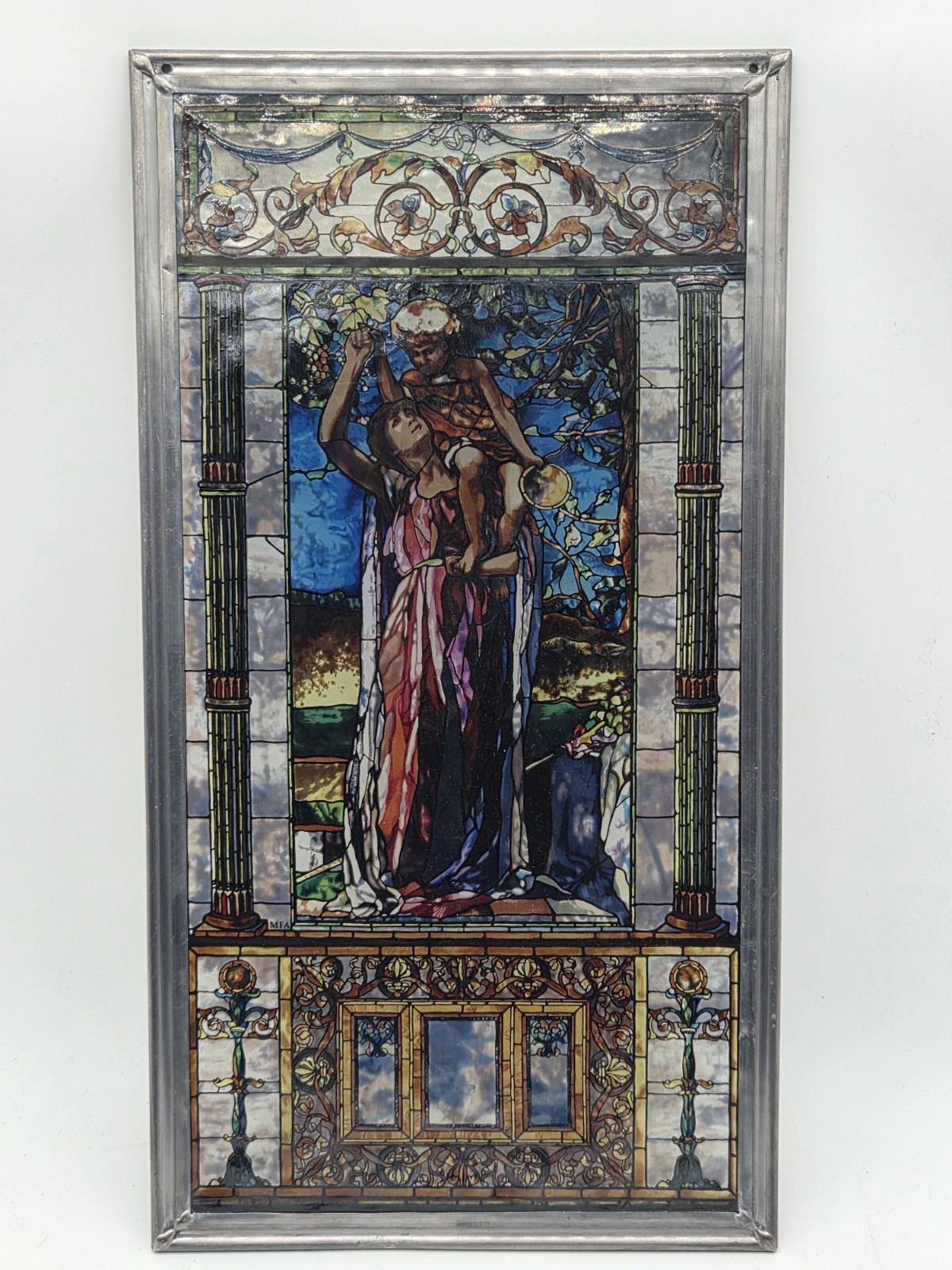 The Infant Bacchus Stained Glass Art Panel Can Hang Or Display