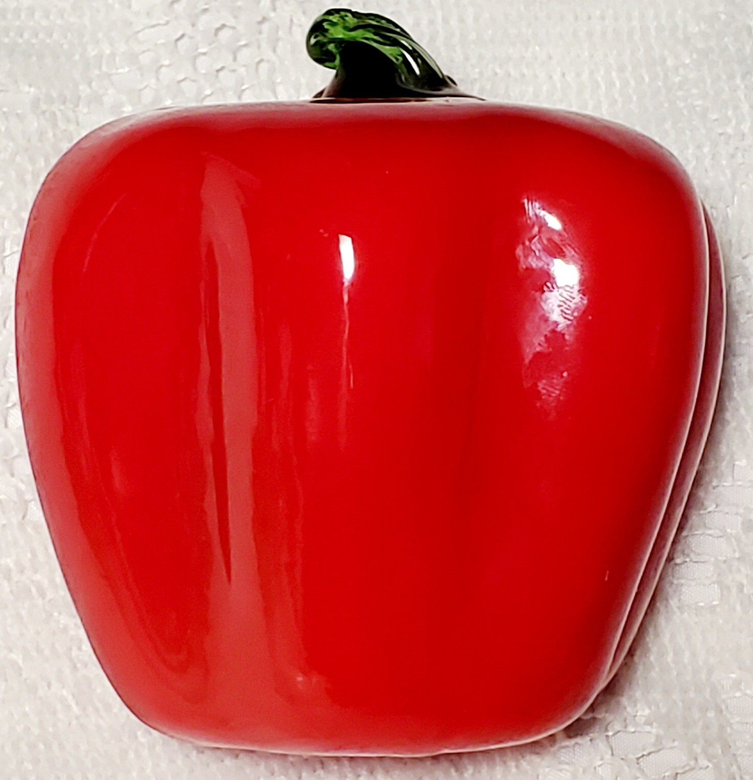 4″ Red Bell Pepper Murano Style Art Glass Hand Blown Fruit Decor Vegetable Vtg