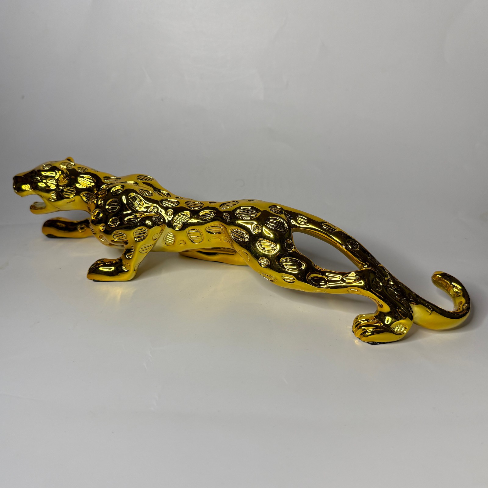 Gold Running Jaguar Panther Figurine – 10 Inch Decorative Statue