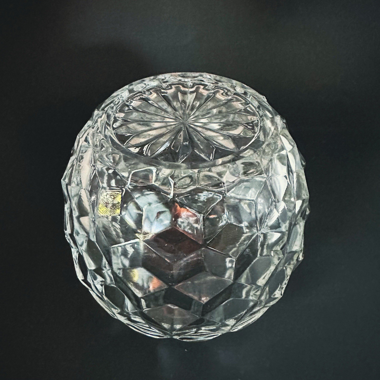 Vintage Fostoria American Cubist One Piece Rose Bowl #2056 4.5″ Clear 1950