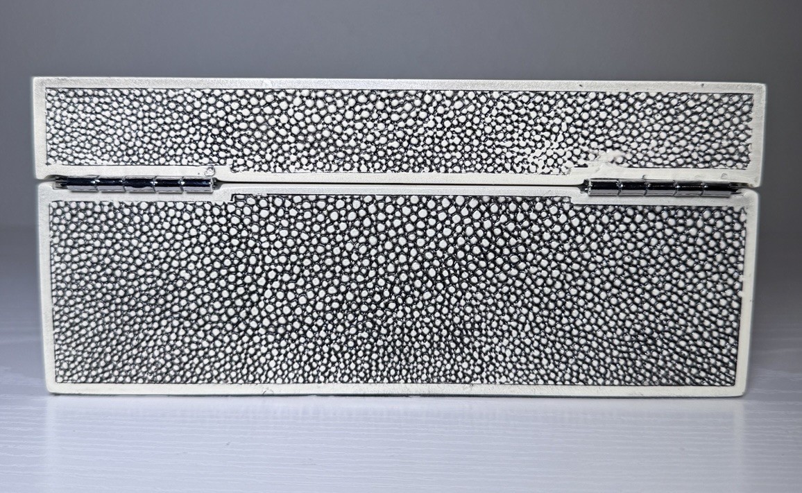 Vintage Shagreen Keepsake Box Blue/Black White – Heavy – 4 Pounds – 3”x5”x7”
