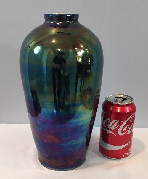 Rare Antique Iridescent Porcelain 11″ Vase Signed On Bottom Made In England