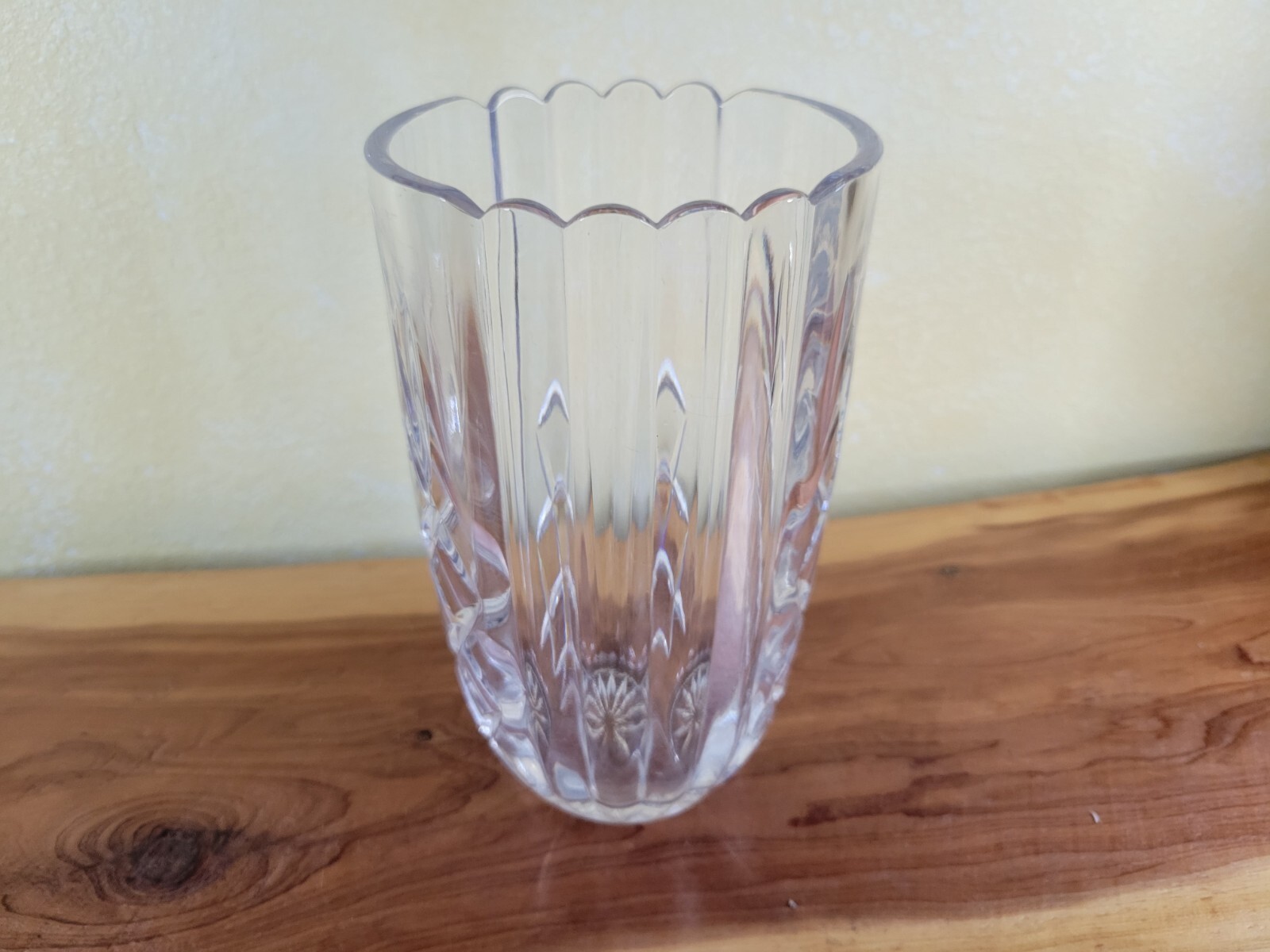 Vintage Cut Lead Crystal Vase Pineapple Pattern 8in Ht. 3lb 8oz Heavy