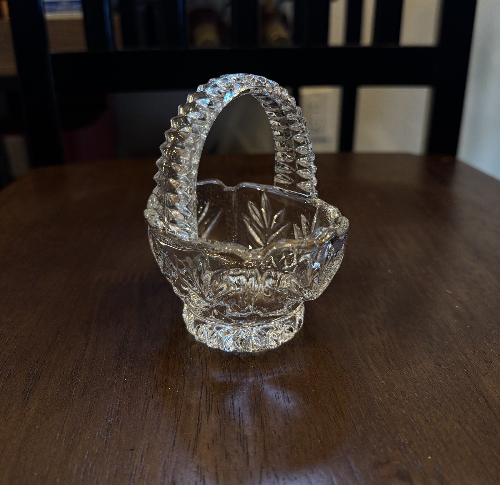 Vintage Princess House 24% Lead Crystal From Germany Easter Basket 4″ X 4″
