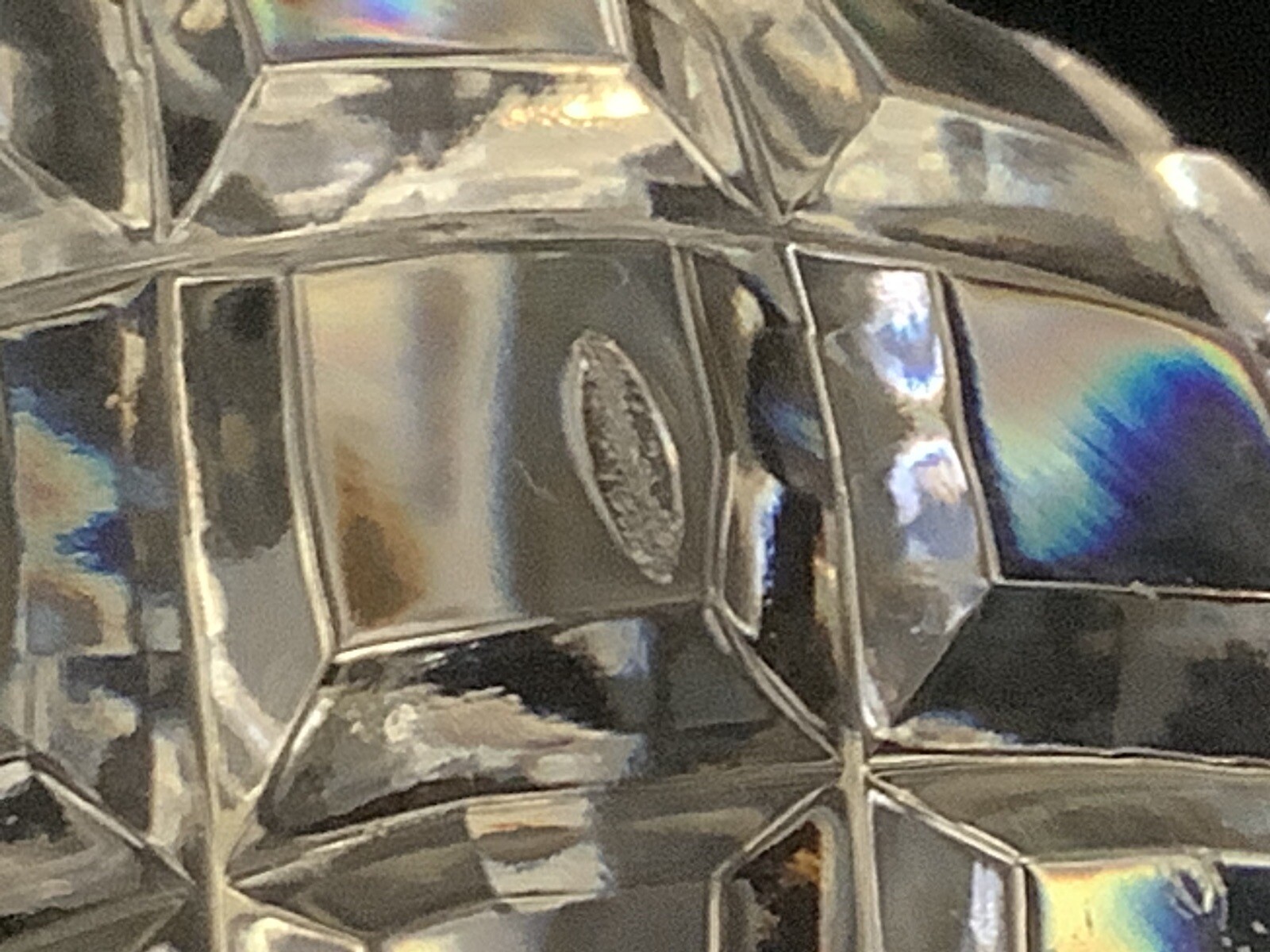 Vintage Heavy Lead Crystal Waffle Pattern Wheel Cut Glass Paperweight
