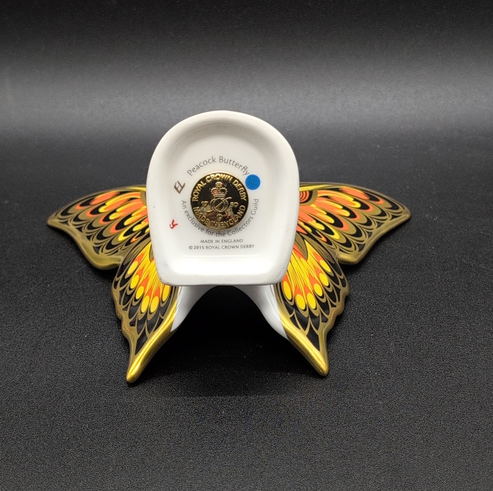RARE Royal Crown Derby Peacock Butterfly Paperweight Gold Stopper Collectors 1st