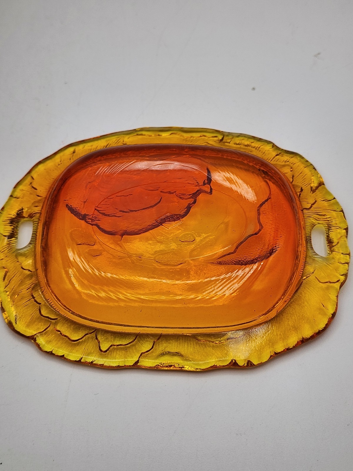 Boyd’s Crystal Art Glass CHICK & EGG TRAY DISH 1978-83 AMBERINA Pin Trinket