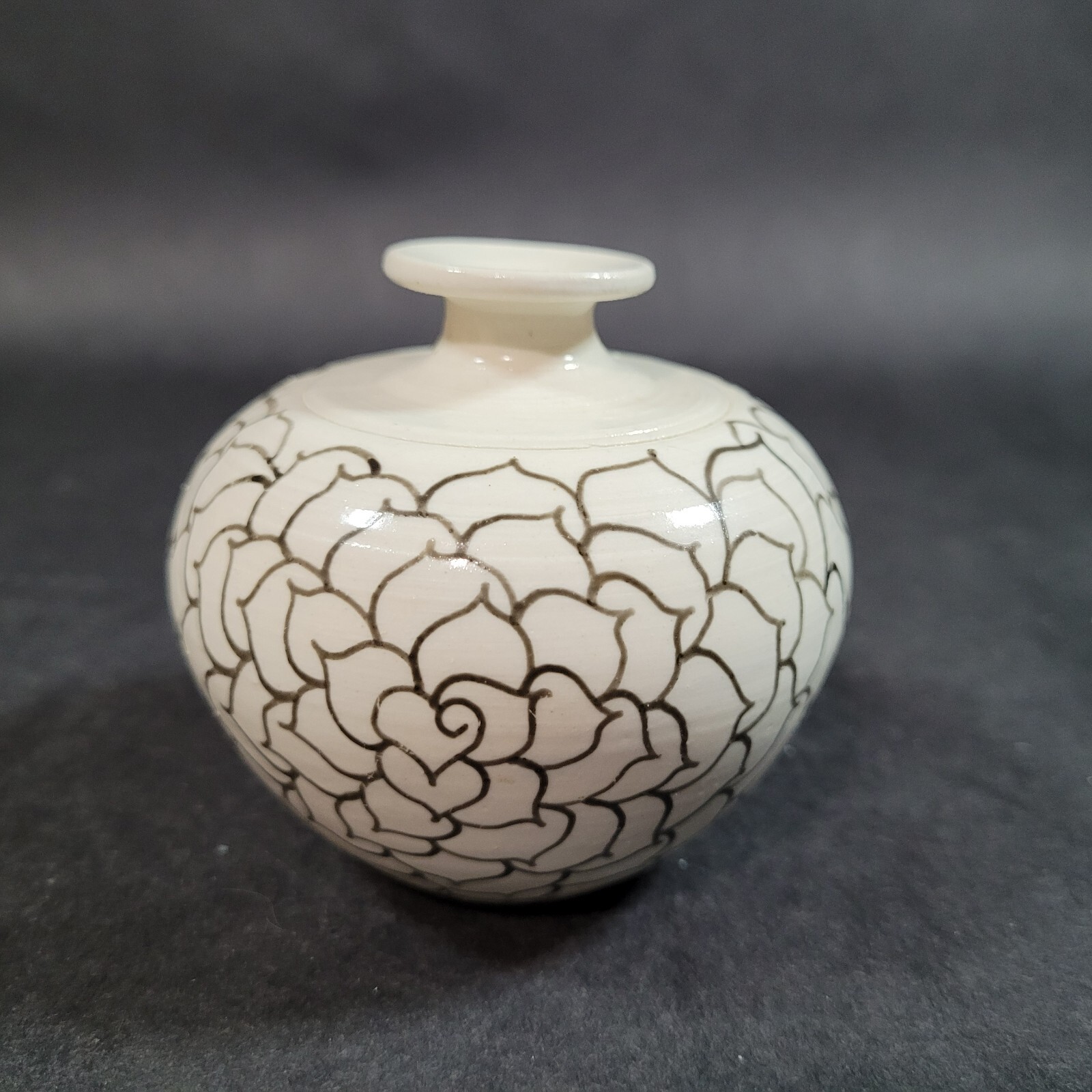 Studio Pottery Weed Pot Bud Vase Artist Signed 3 inch tall hand painted