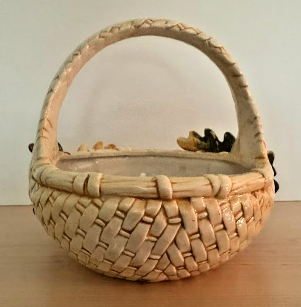 Ceramic Harvest Basket With Handle Decorative for Fall and Thanksgiving
