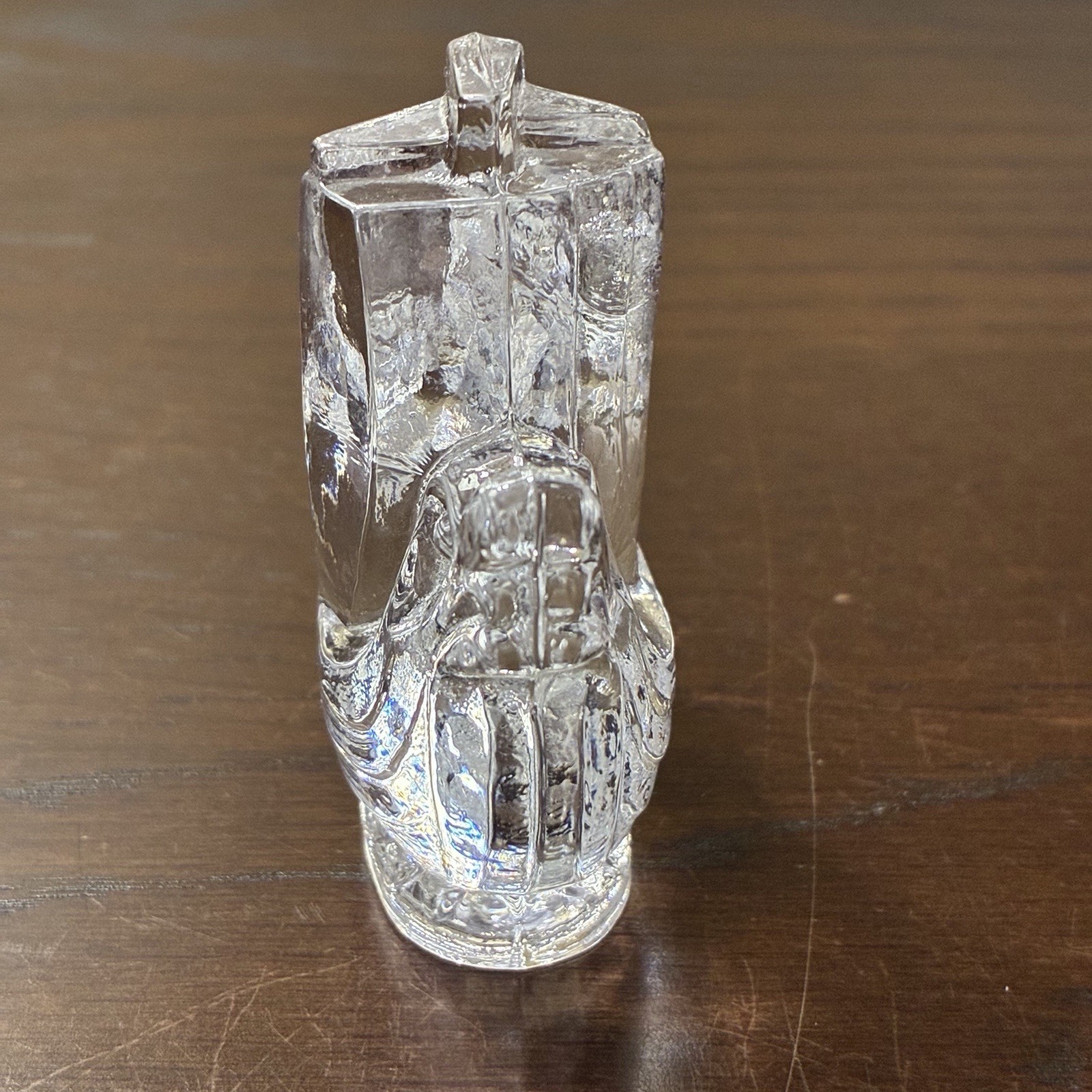 Vintage Lindshammar 2.75″ Clear Crystal Viking Ship Paperweight ~ Made in Sweden