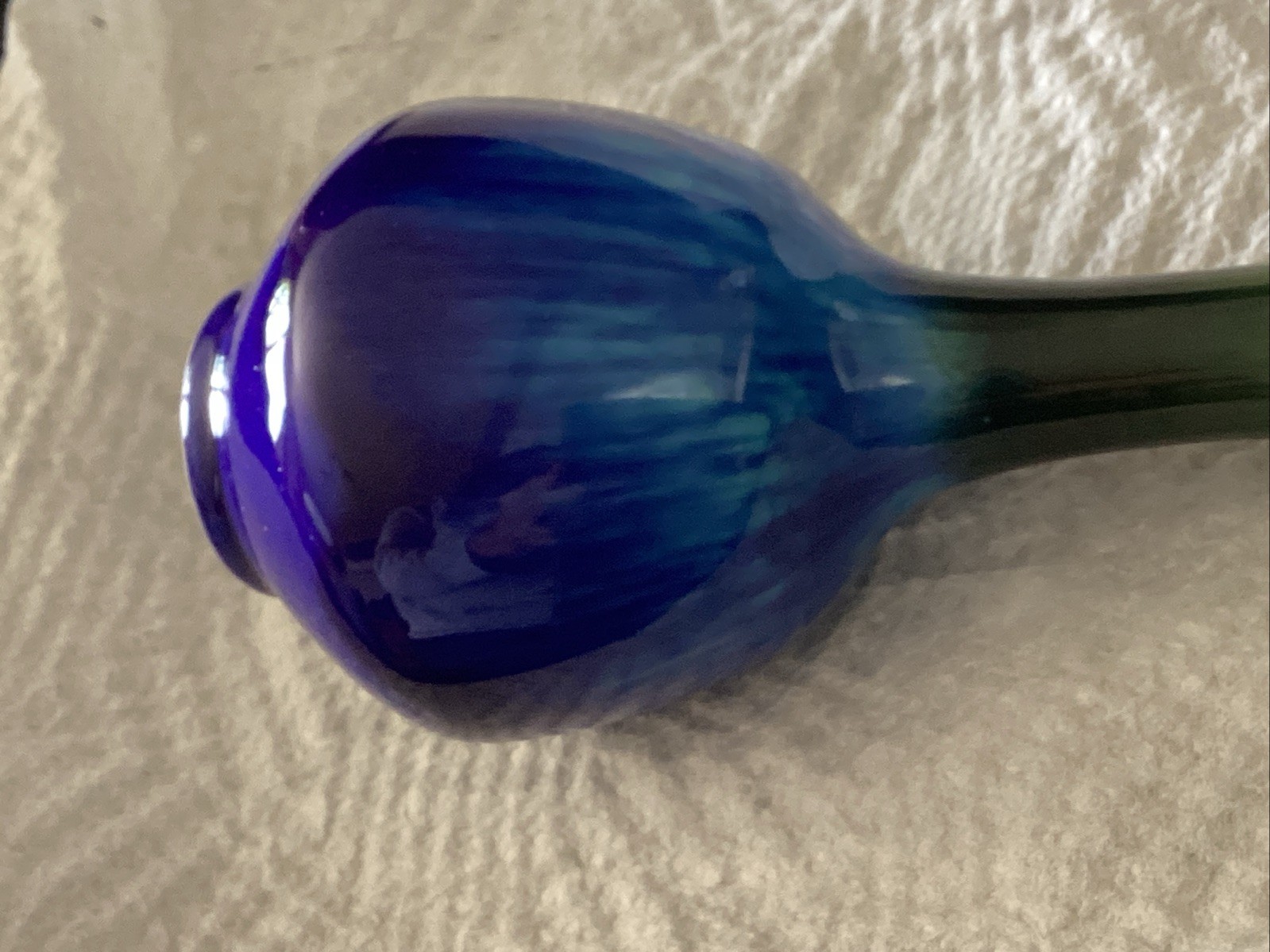 1970s mid-century Norleans drip glaze blue purple green art pottery Japan 4 /2”