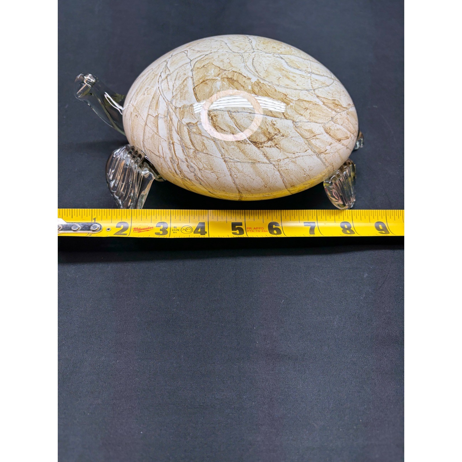 Jozefina Krosno Poland hand-blown art glass sea turtle sculpture, beige shell
