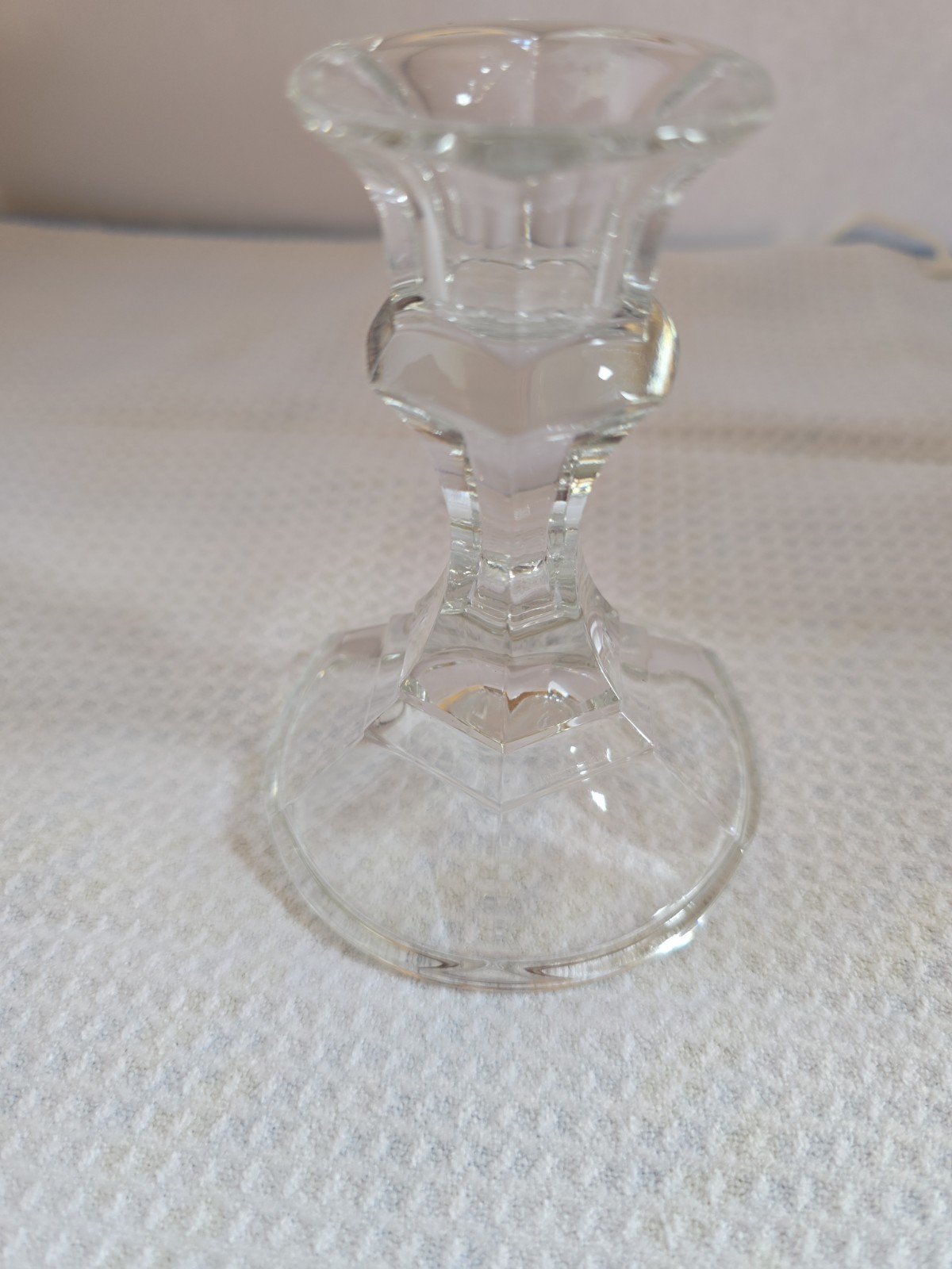 Pair of Glass Candlestick Holders Clear