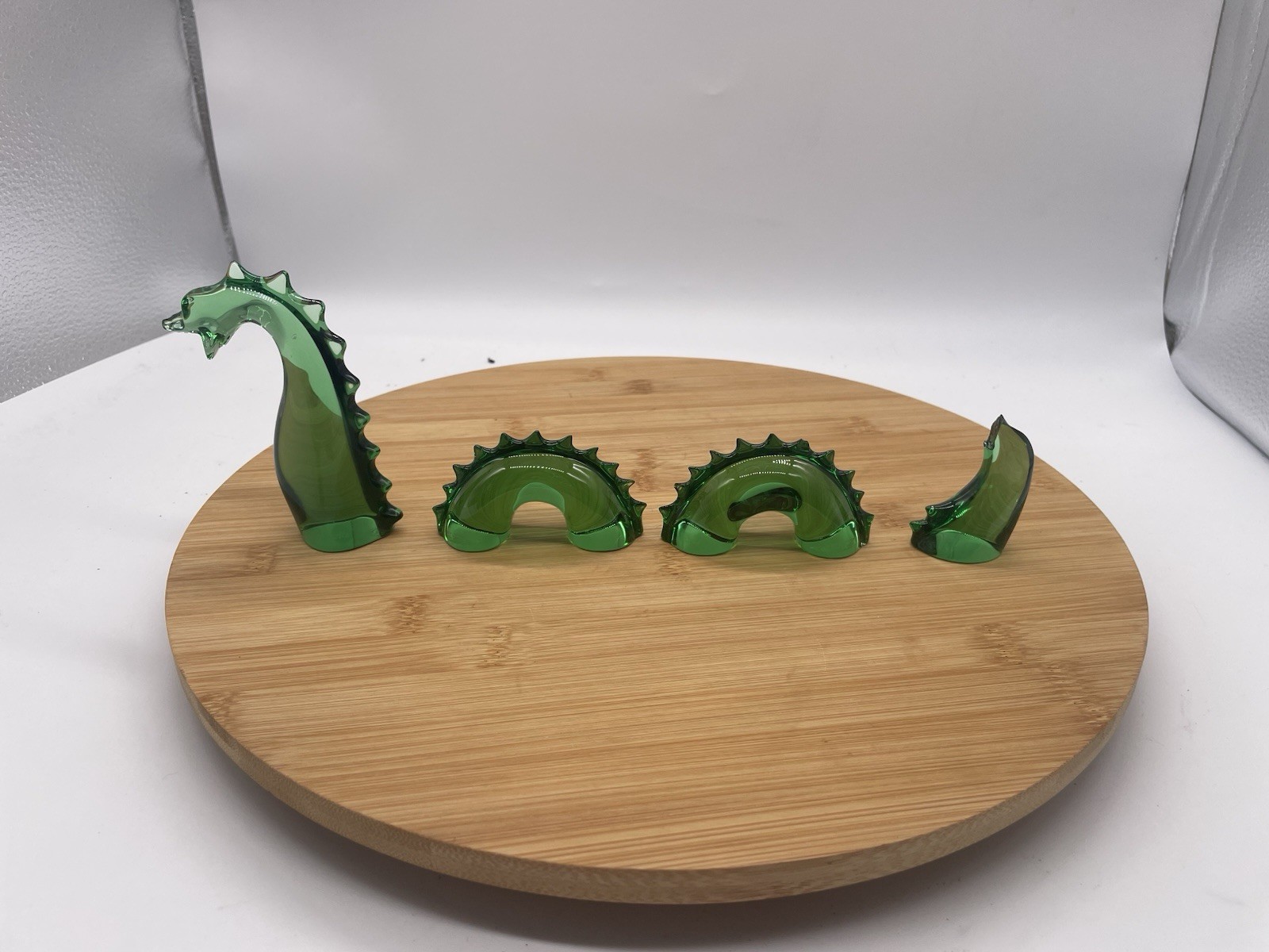 Baccarat Crystal 4 Piece Loch Ness Monster Nessie Green Rare! Has Chips Read