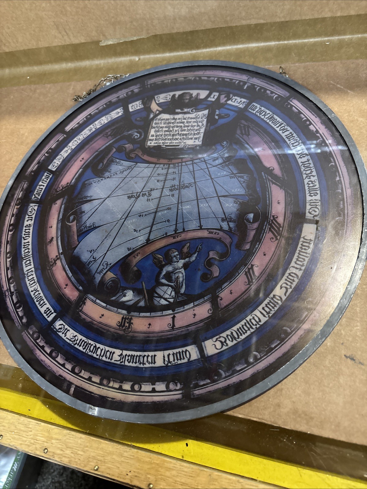Vintage Ambras Castle Sundial Round 12” Suncatcher Unique Colorful Nice! #MM