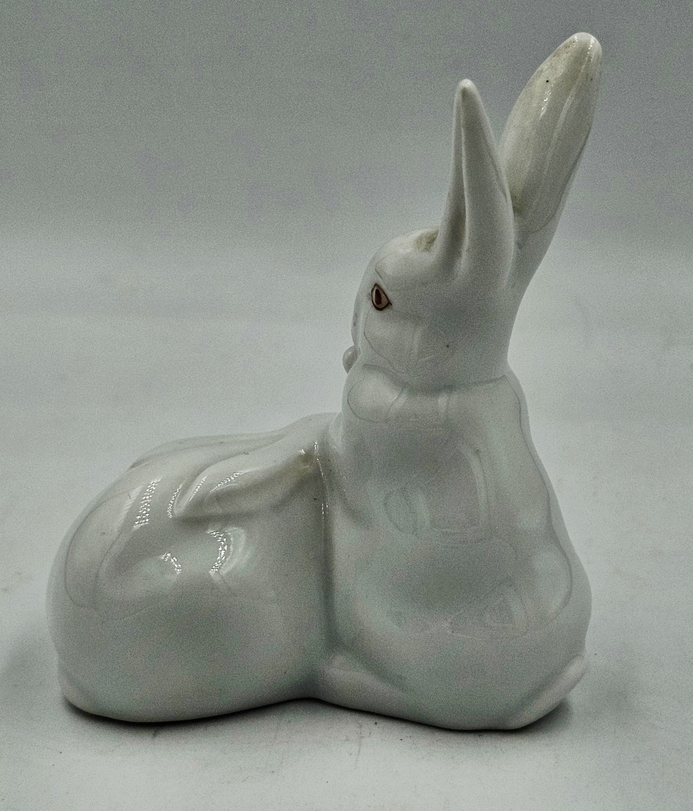 Vintage Herend Bunny Rabbits Porcelain Figurine Eating Corn Hand Painted Stamped