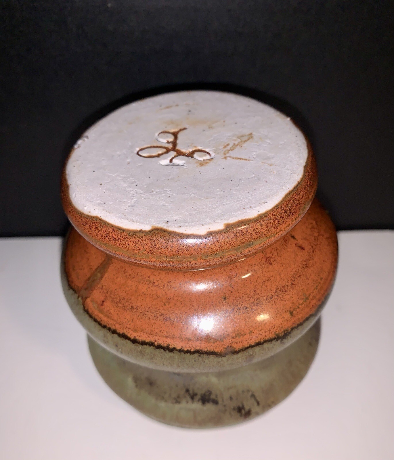 Studio Pottery Hand Thrown Vase Artist Signed JLA Brown Green Gray