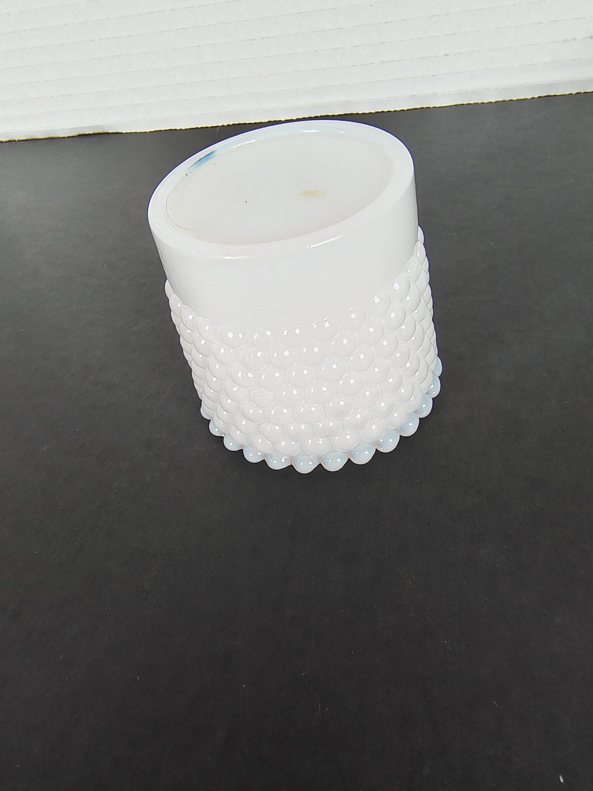 White Milk Glass Hobnail Round Toothpick Holder – Candle Holder – Vintage