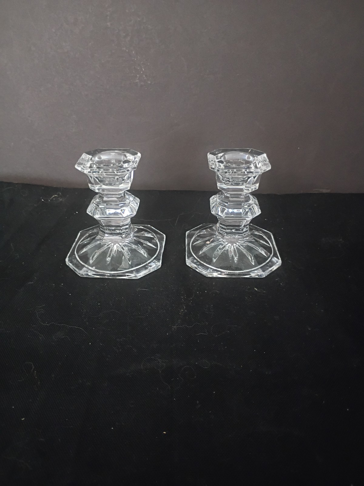 Mikasa Edinburgh Crystal Tapered Candle Holders – 1 Pair 3 inches tall