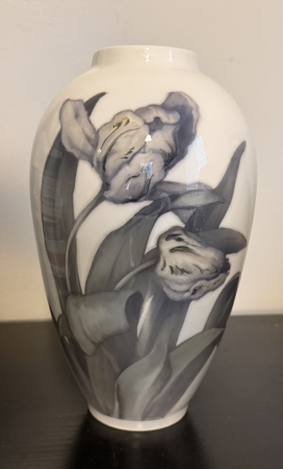 Rare Vintage Royal Copenhagen Vase, Floral 10”