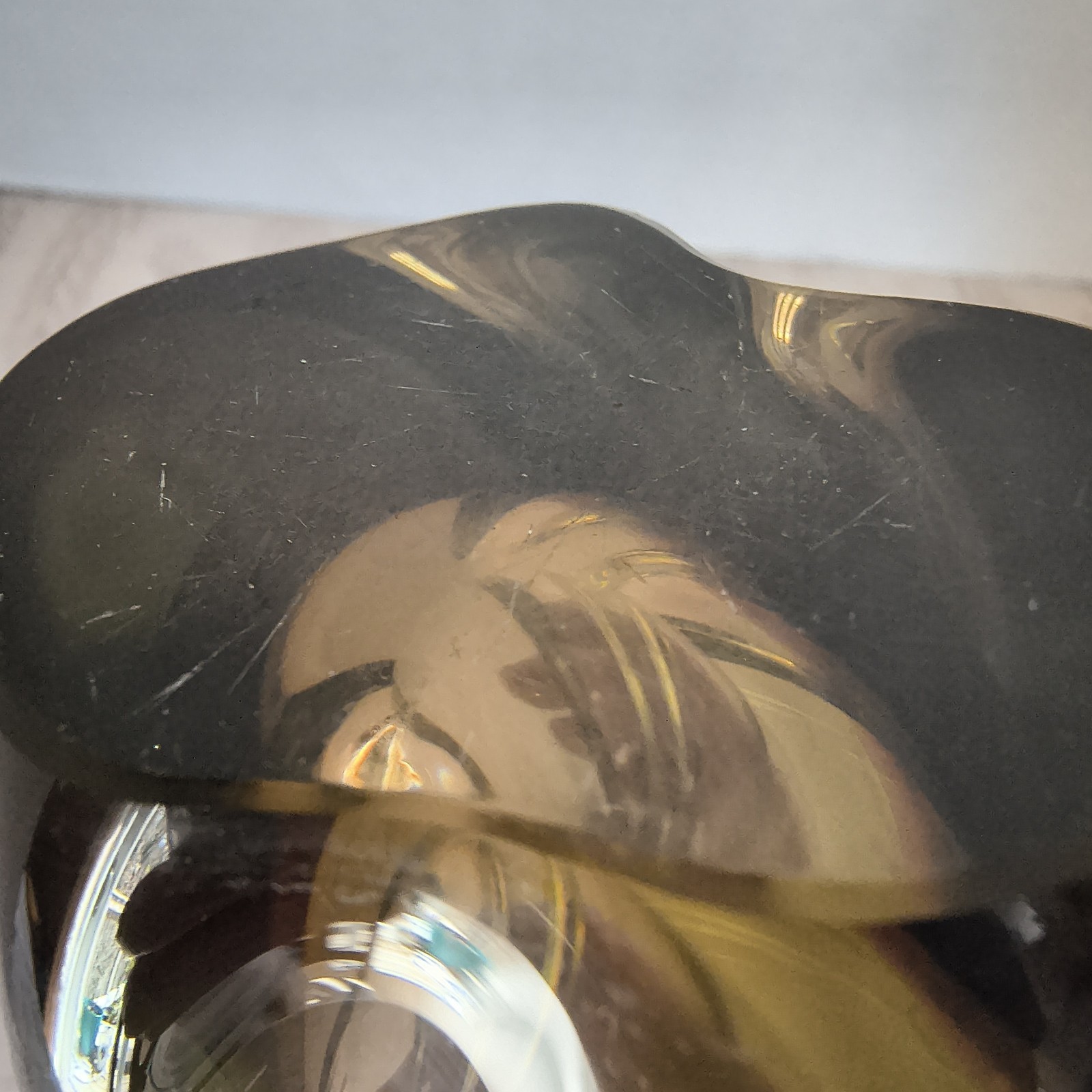Vtg Sommerso Art Glass Vase Green Amber Mid Century Swirl 8.5″ Polished Bottom