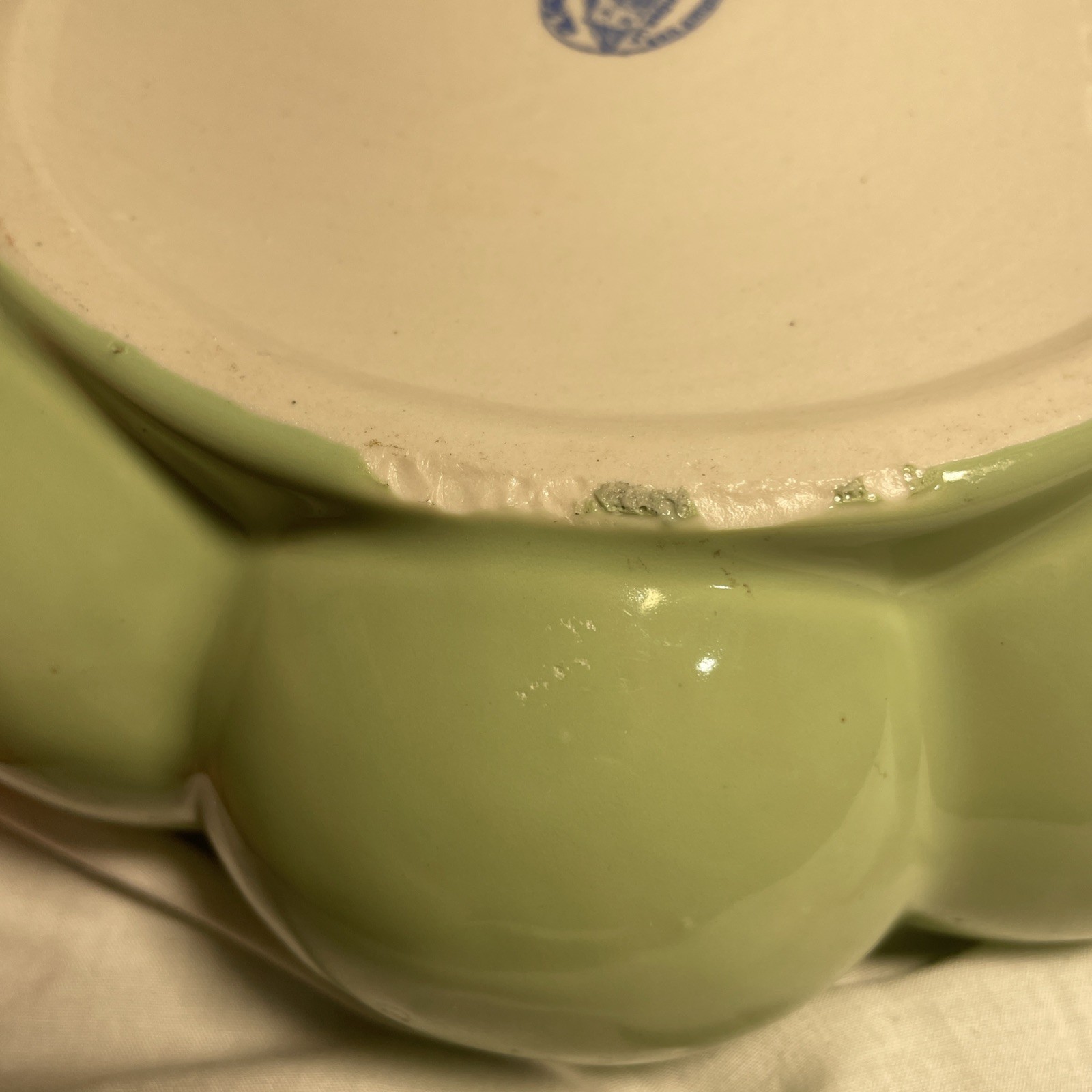 Mint Green Lotus Planter Vitreous China By Alamo Pottery Art Deco Scalloped VTG