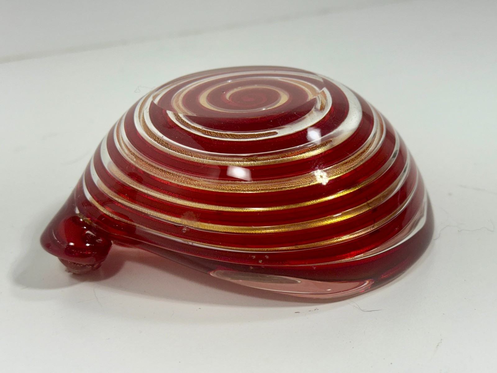 VTG BAROVIER Zebrati Murano Ashtray Red Gold Aventurine Italy