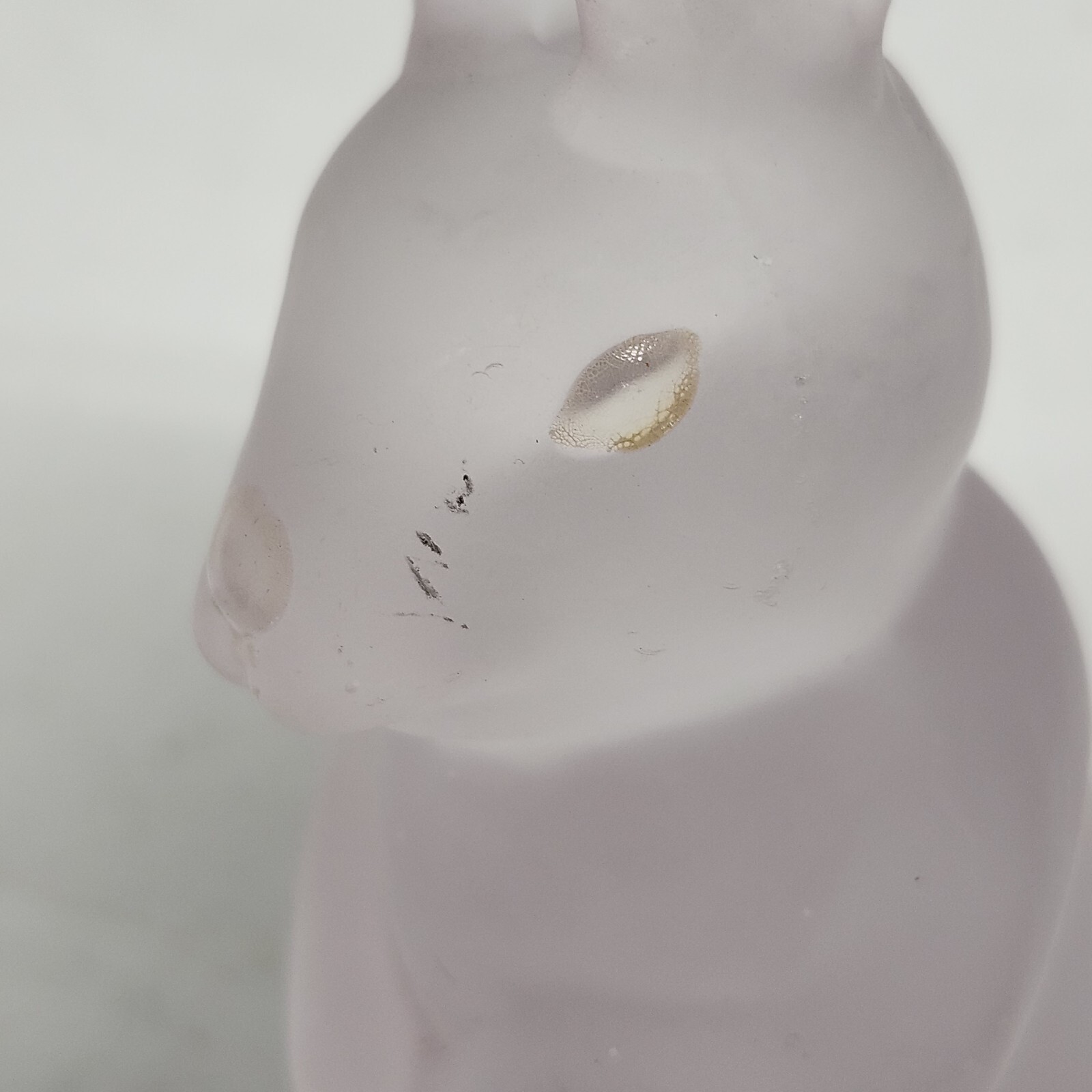 Vintage Pink Frosted Glass Bunny Figurine | Satin Glass Easter Rabbit 5″ Decor