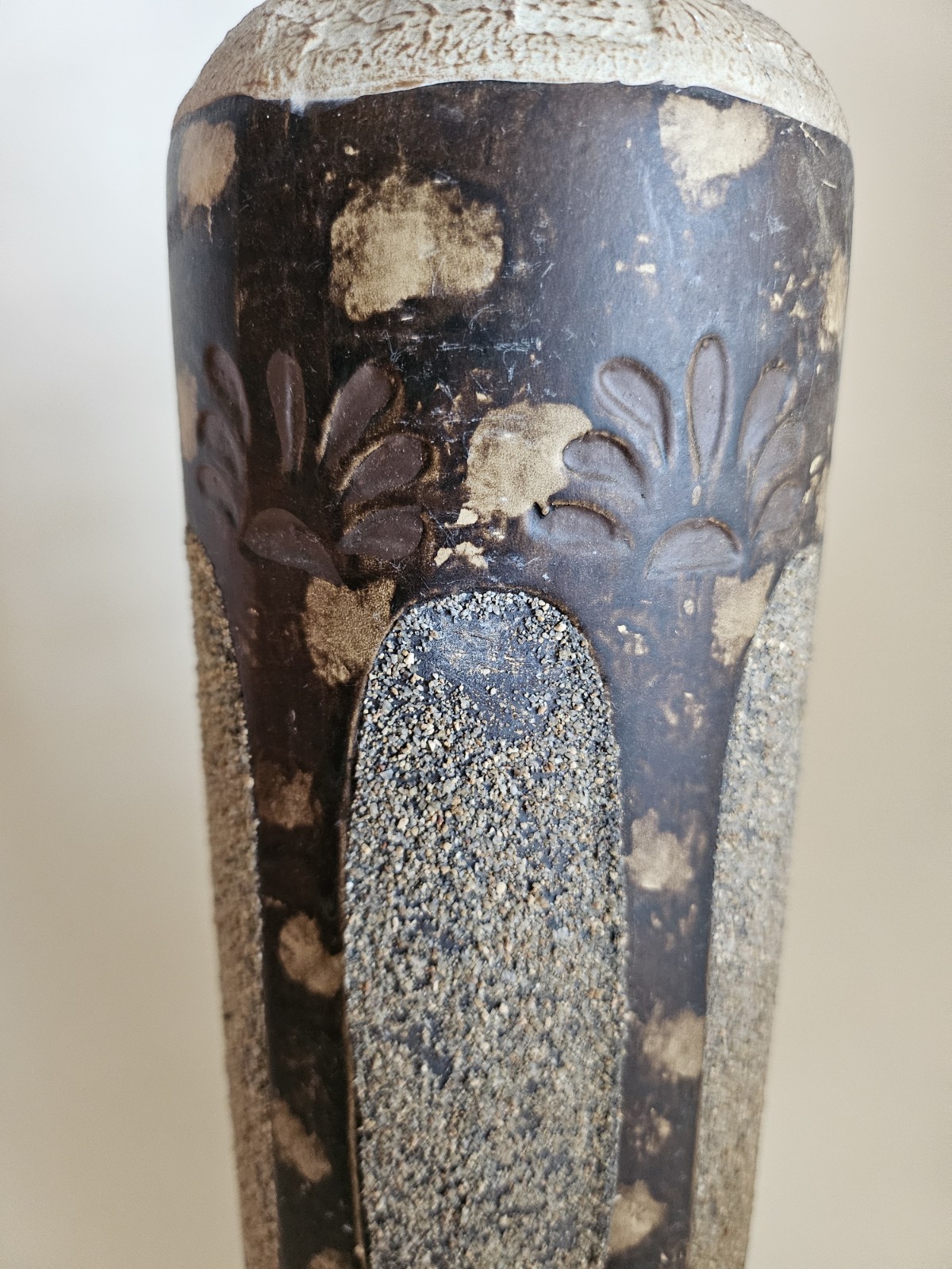 1960s Era Vintage Earthy Tall Pottery Vase Mid Century Modern