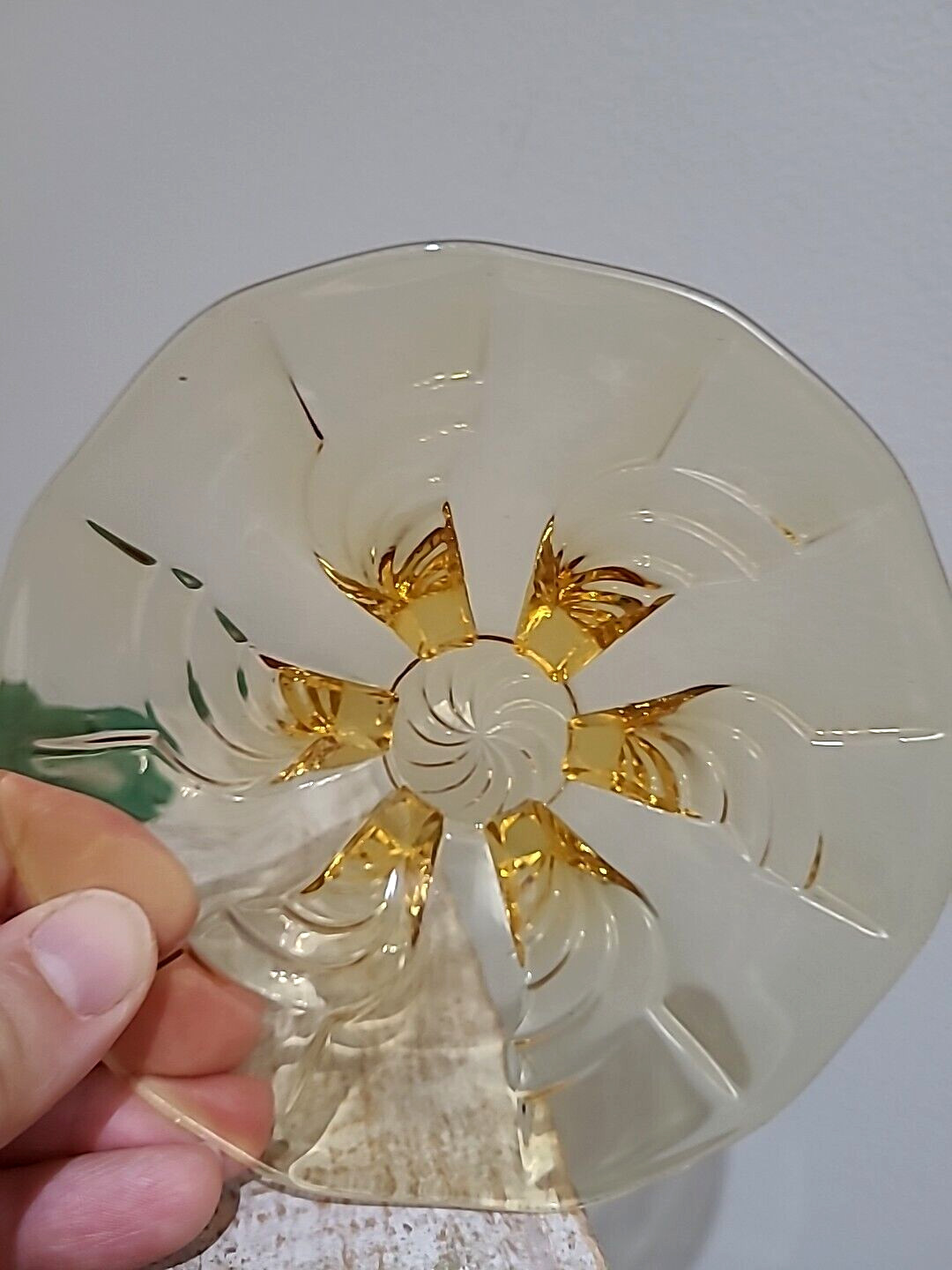 Small Vintage Amber Glass Small Plate Footed Dish 13 cm