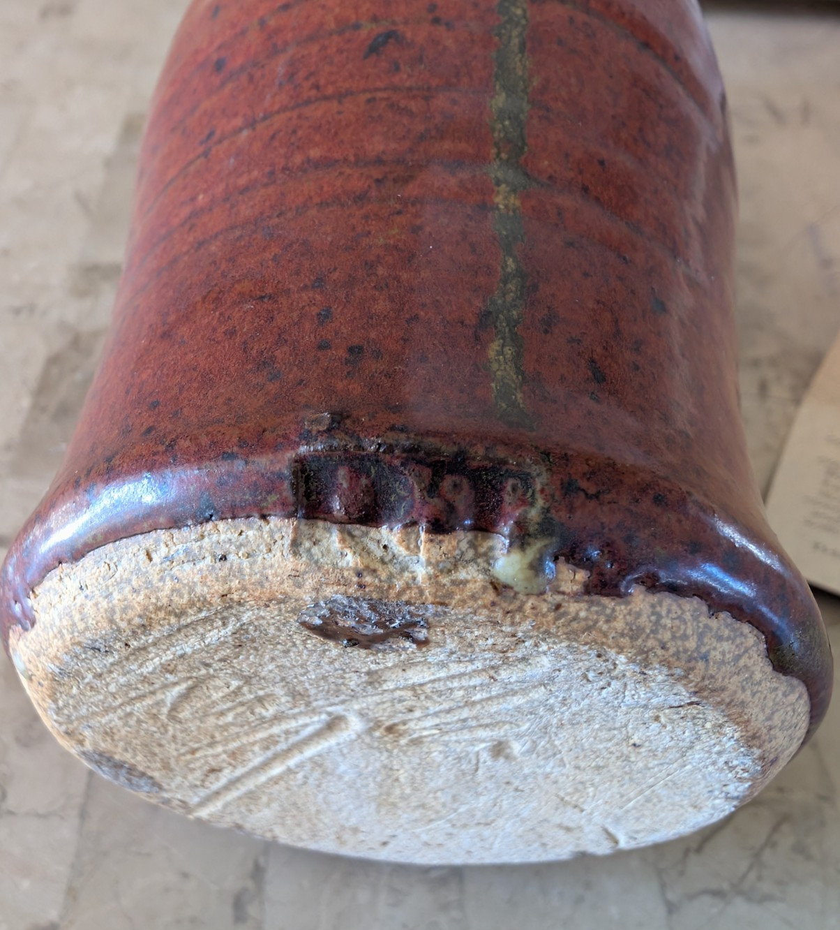 Ron Taylor Handmade Clay Stoneware Vase Rust/Black Hand Signed Contemporary 9″