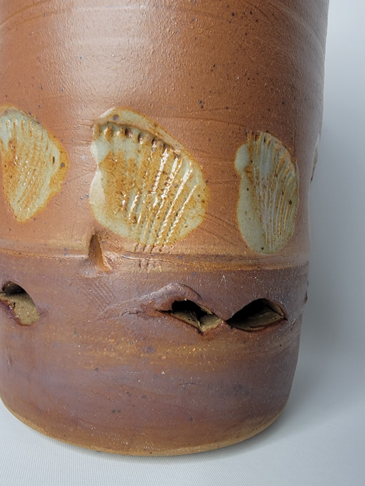 Studio Art Pottery by Chris Strecker Vase Planter Drain Holes Sea Shells