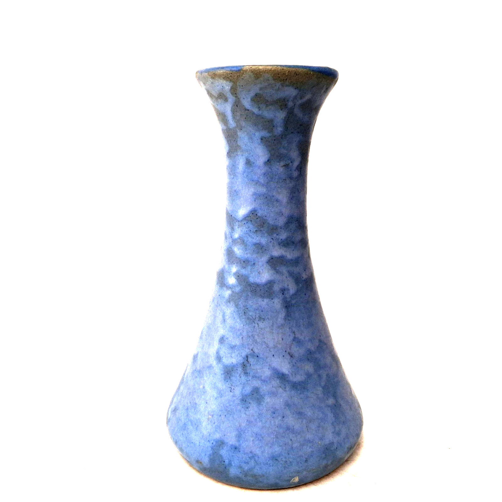 McCoy Vellum Vase Blue Mottled Glaze Hourglass Pottery Vintage USA