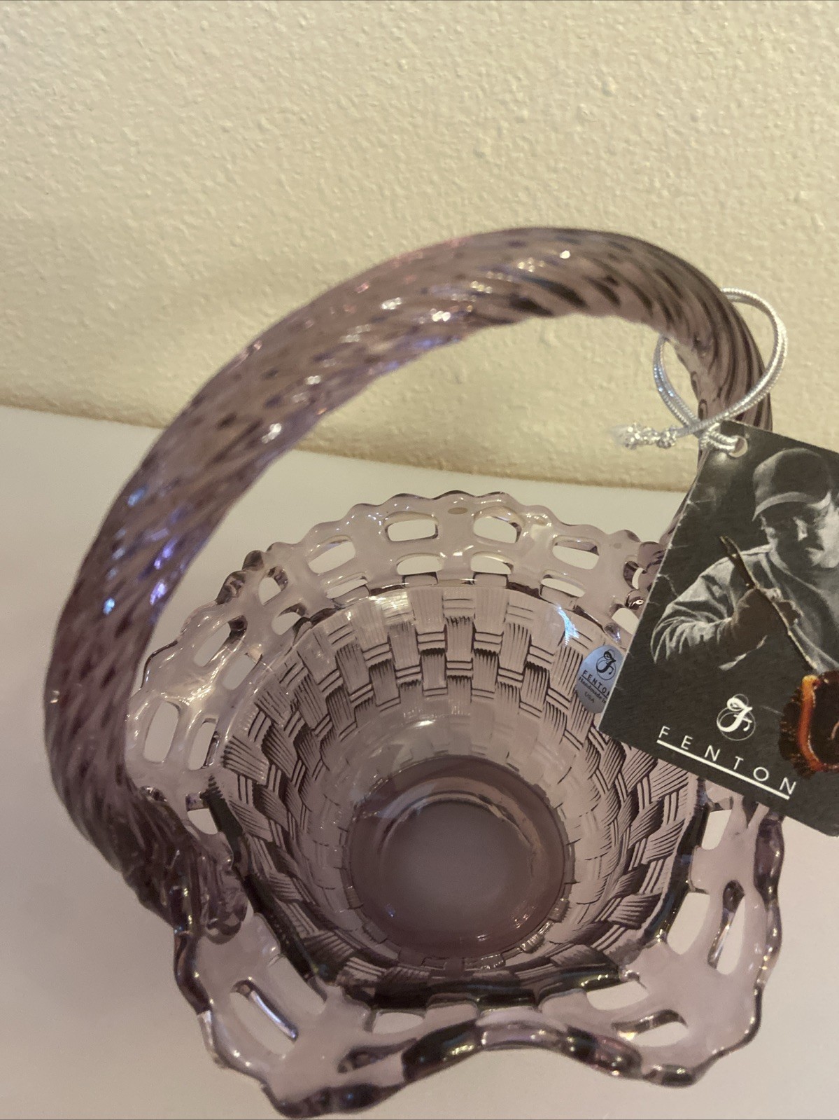Vintage Fenton Basket Butch Wright Carnival Glass Amethyst Home Decor Handle Art