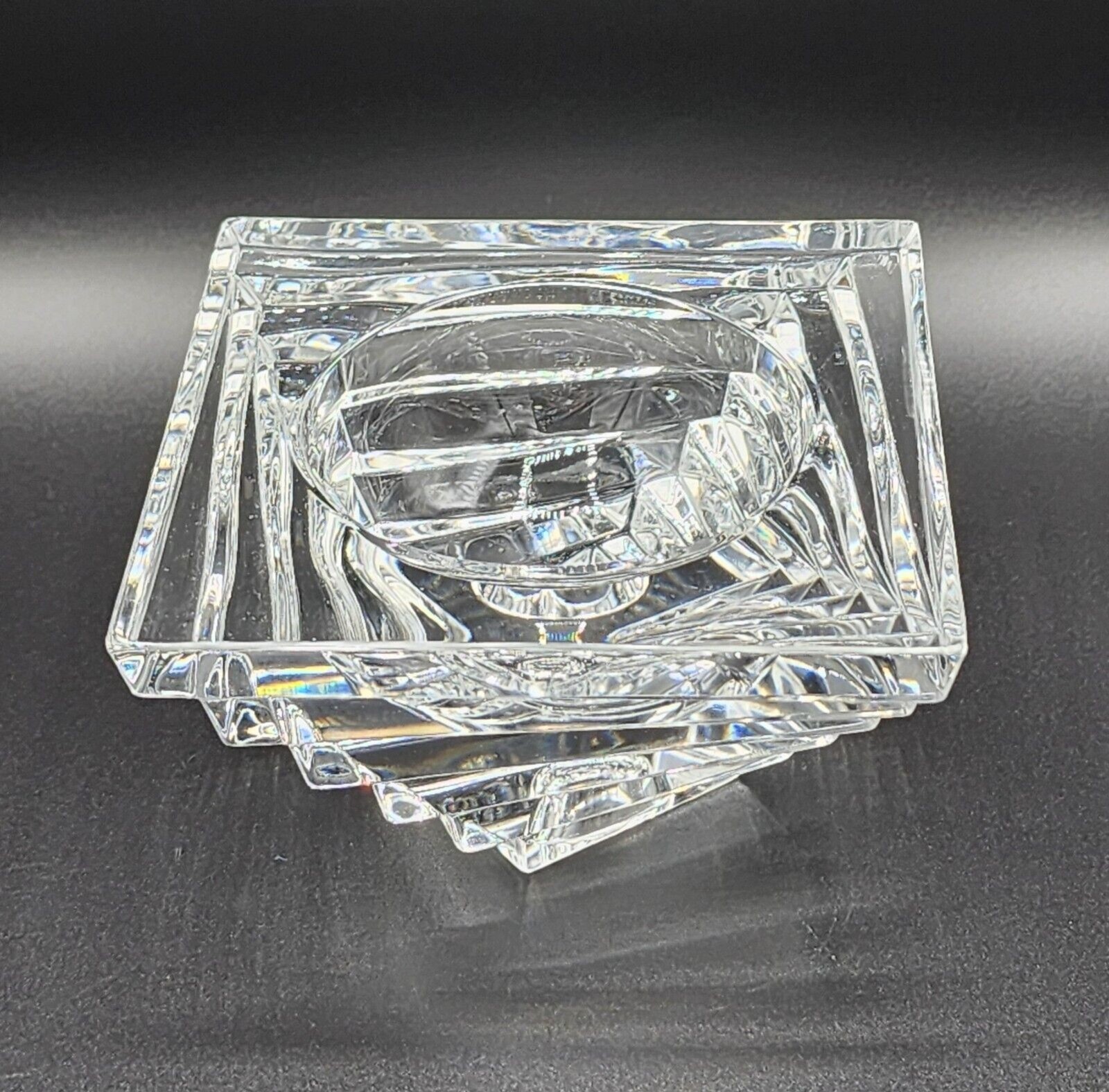 JG Durand Vintage Crystal Sculpture Candle Holder 2.25in x 4in 1980 Round Candle