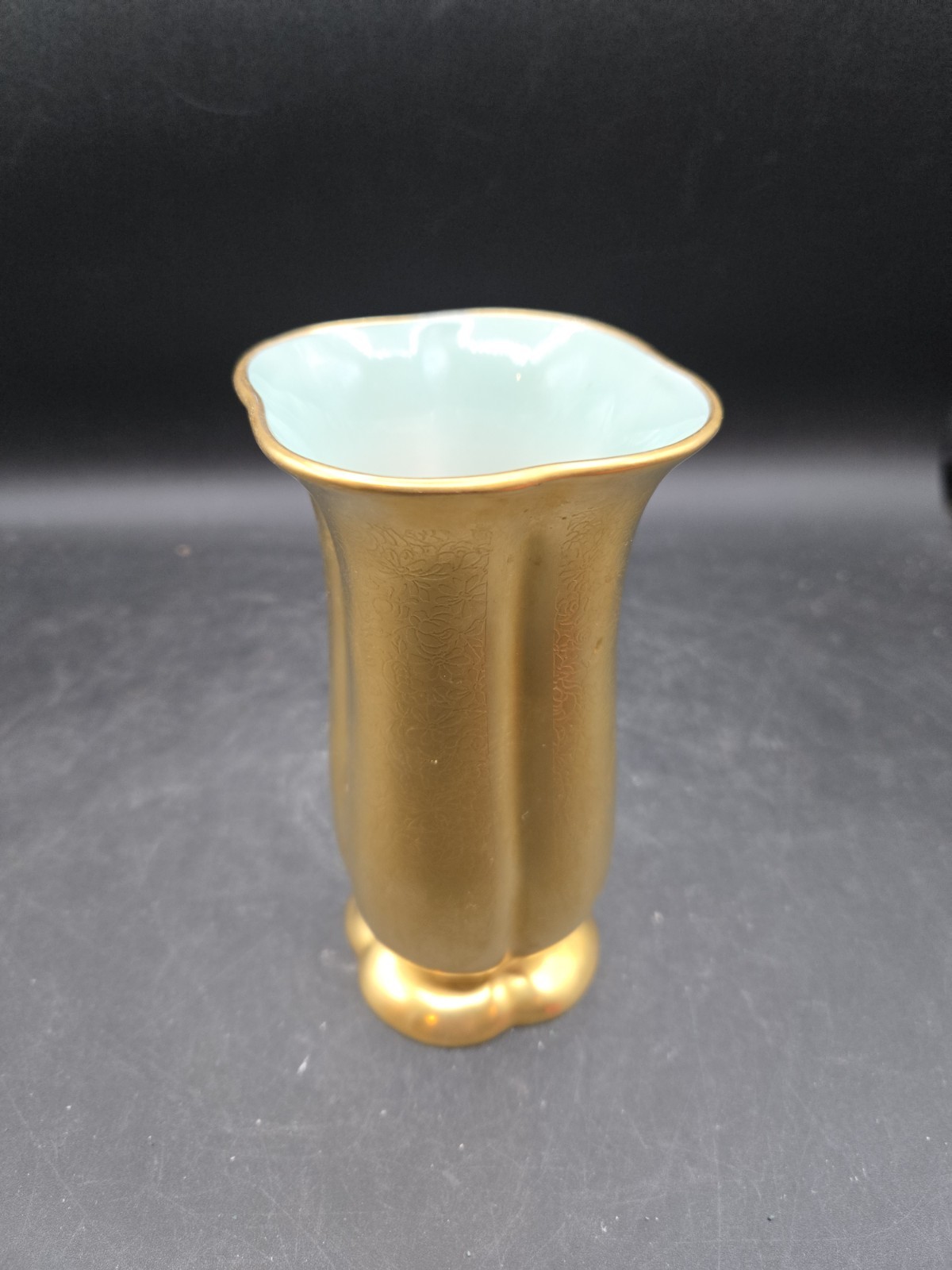 Pickard China Rose Daisy Gold Vase Floral Chintz Etch #848 6″