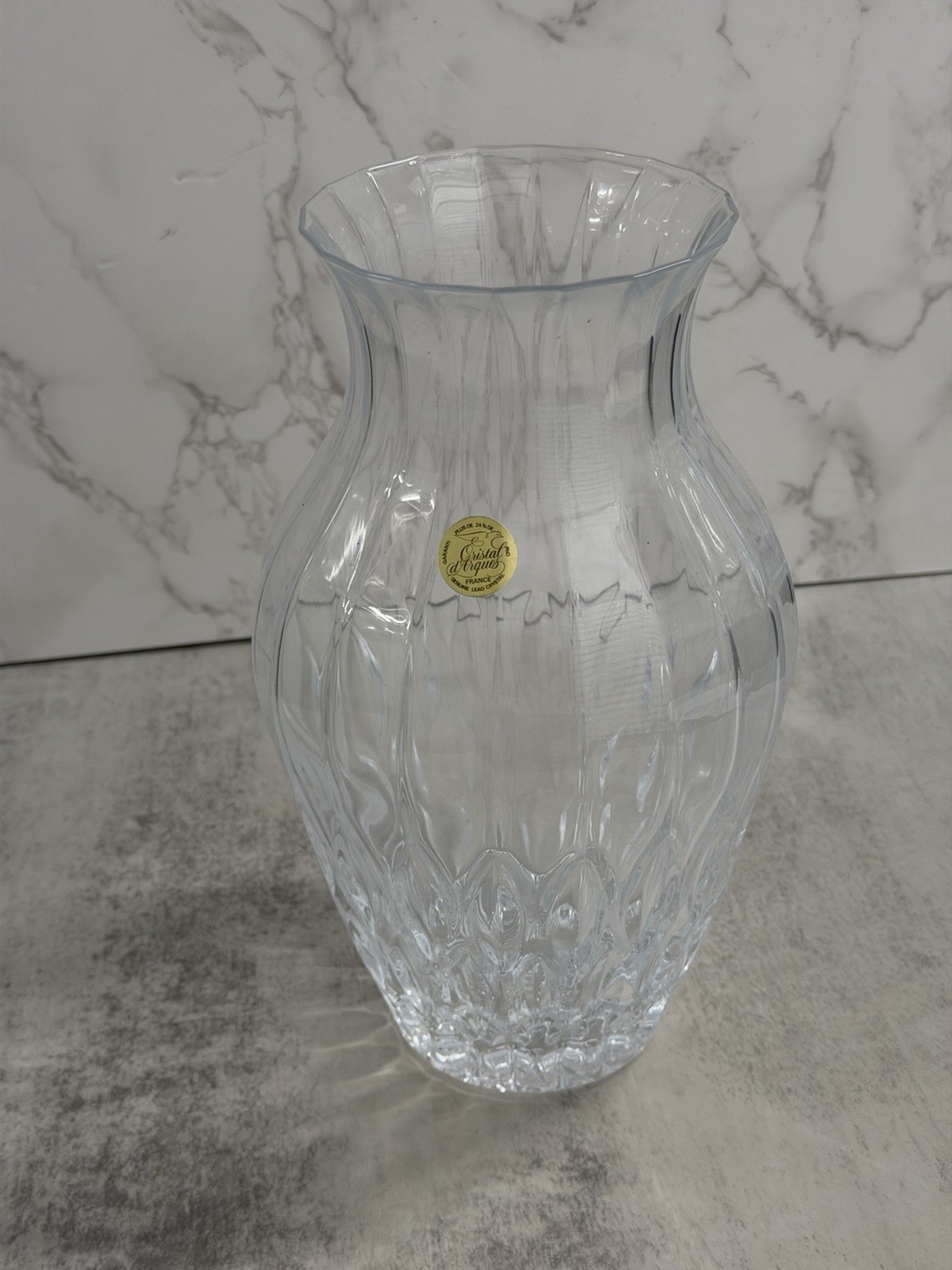 Cristal D’Arques Bretagne Lead Crystal Vase 10” 25cm France w/ Original Box