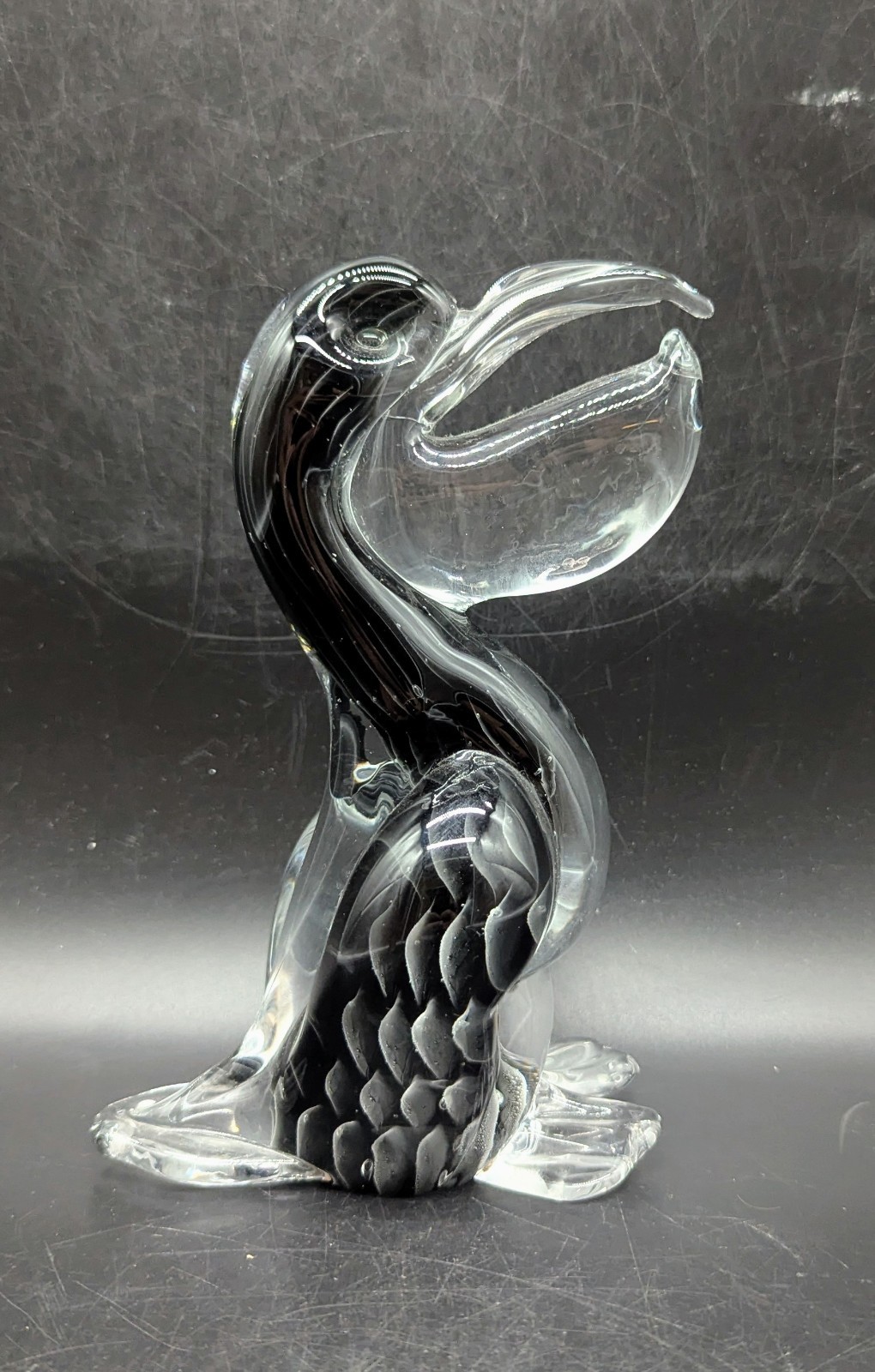 Vintage Art Glass Pelican Bird Shorebird Figurine Sculpture 7″ Scandinavian