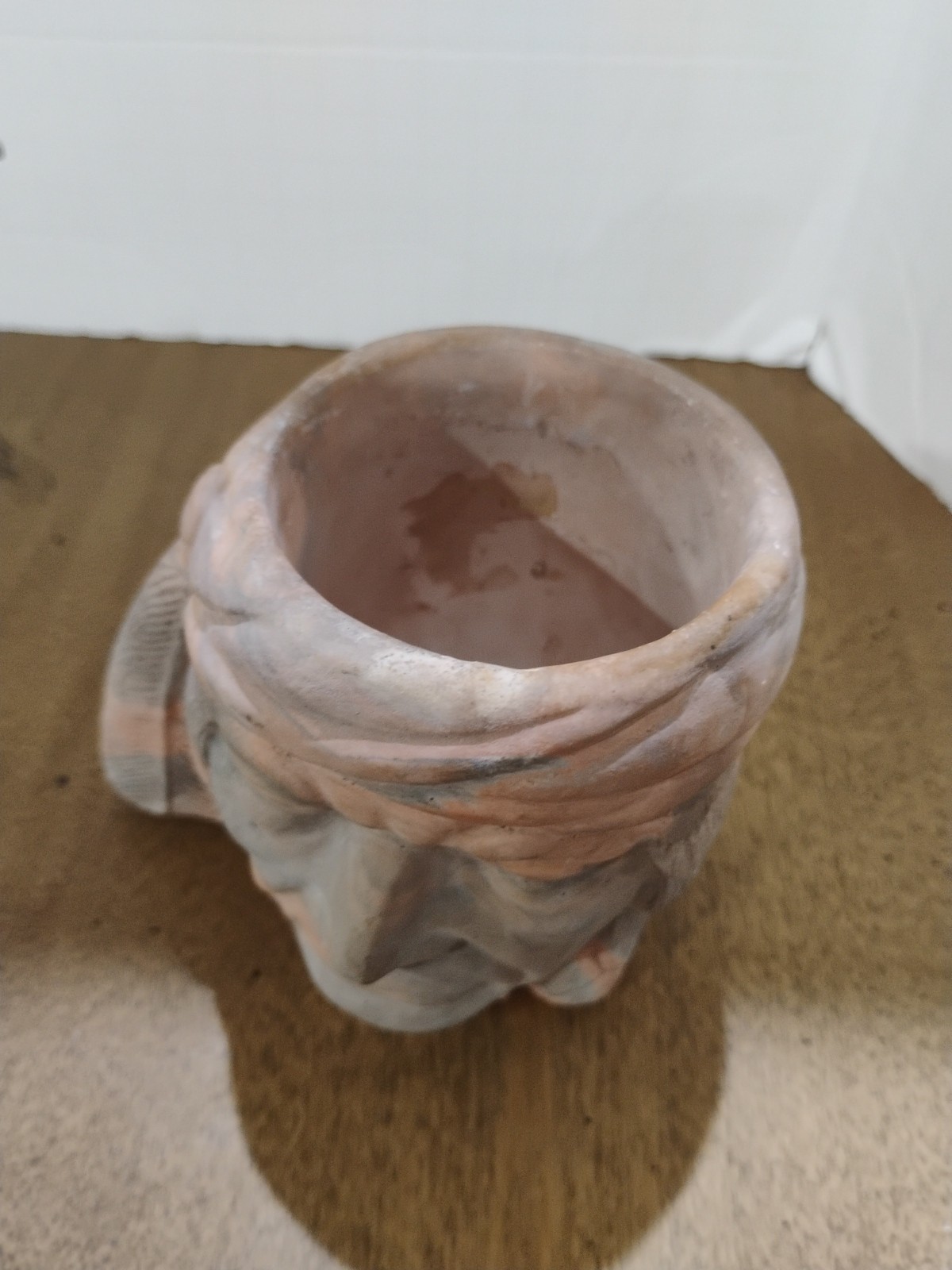 Vintage Native American Swirl Face Pottery Mug/Vase /4 in. Tall