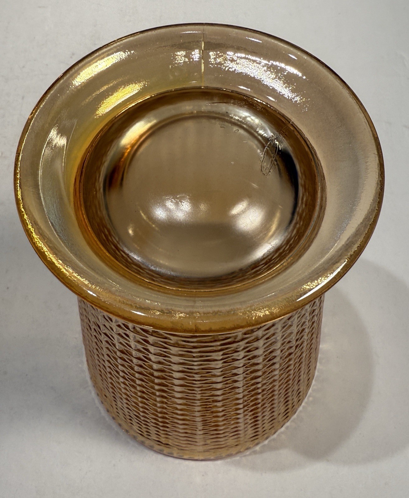 Vintage Westmoreland Basketweave and Cable Marigold Carnival Glass Tub Vase