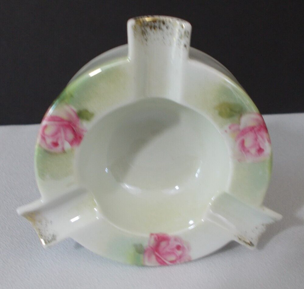 Vintage RS Germany Green mark Floral ashtray 1-¼ high x 4-¼ across