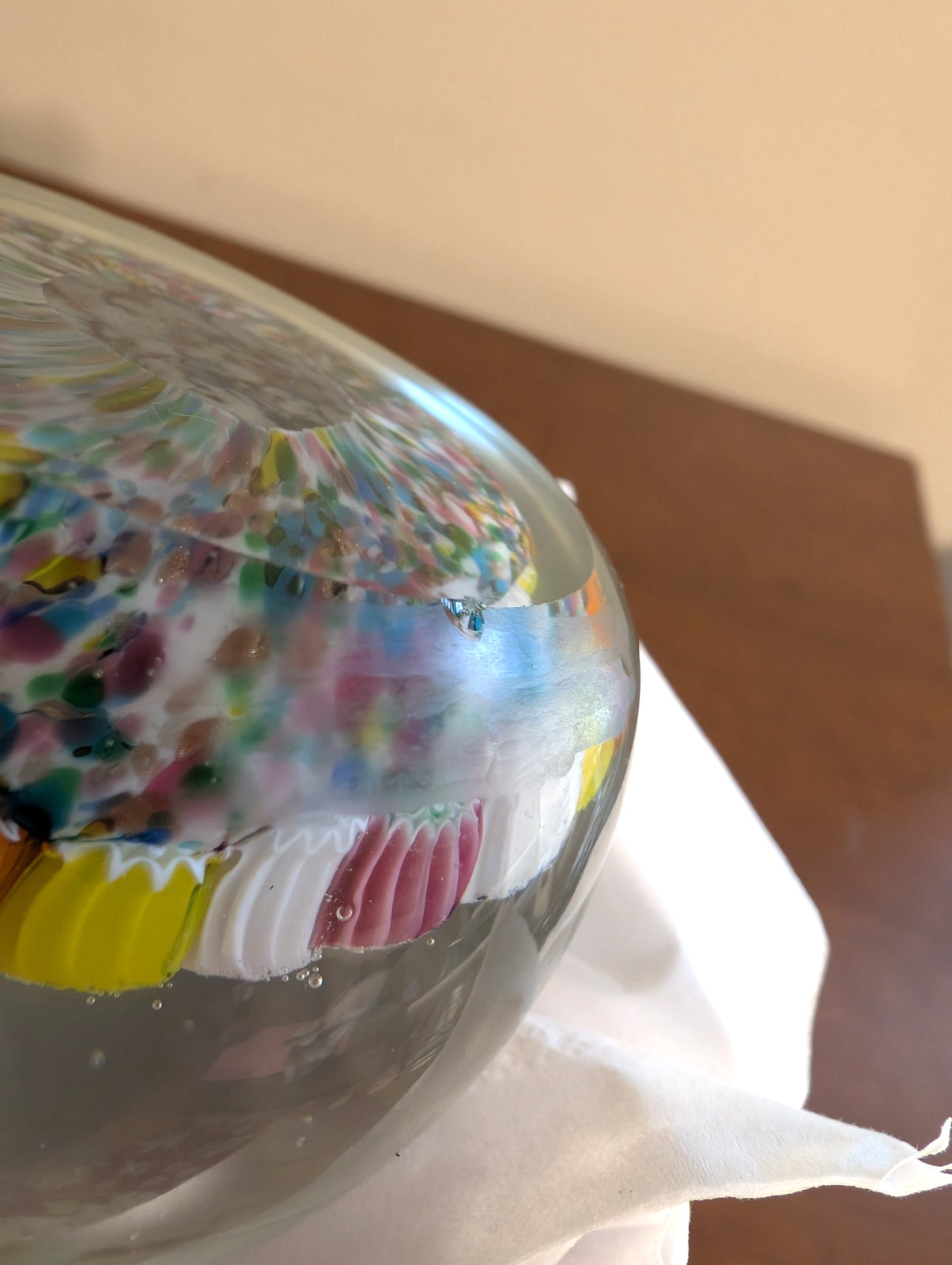 Vintage Murano Glass Italy Millefiori Star Flowers Art Italian Glass Paperweight