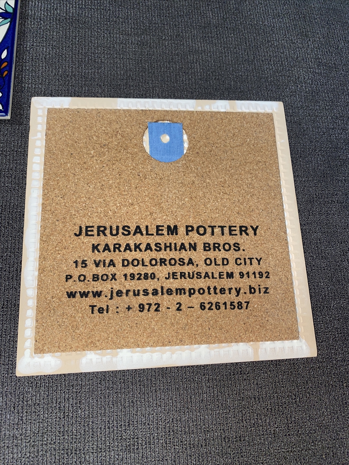 Set of 2 Jerusalem Art Pottery Tiles David Goliath and Flower Pattern 6”x6”
