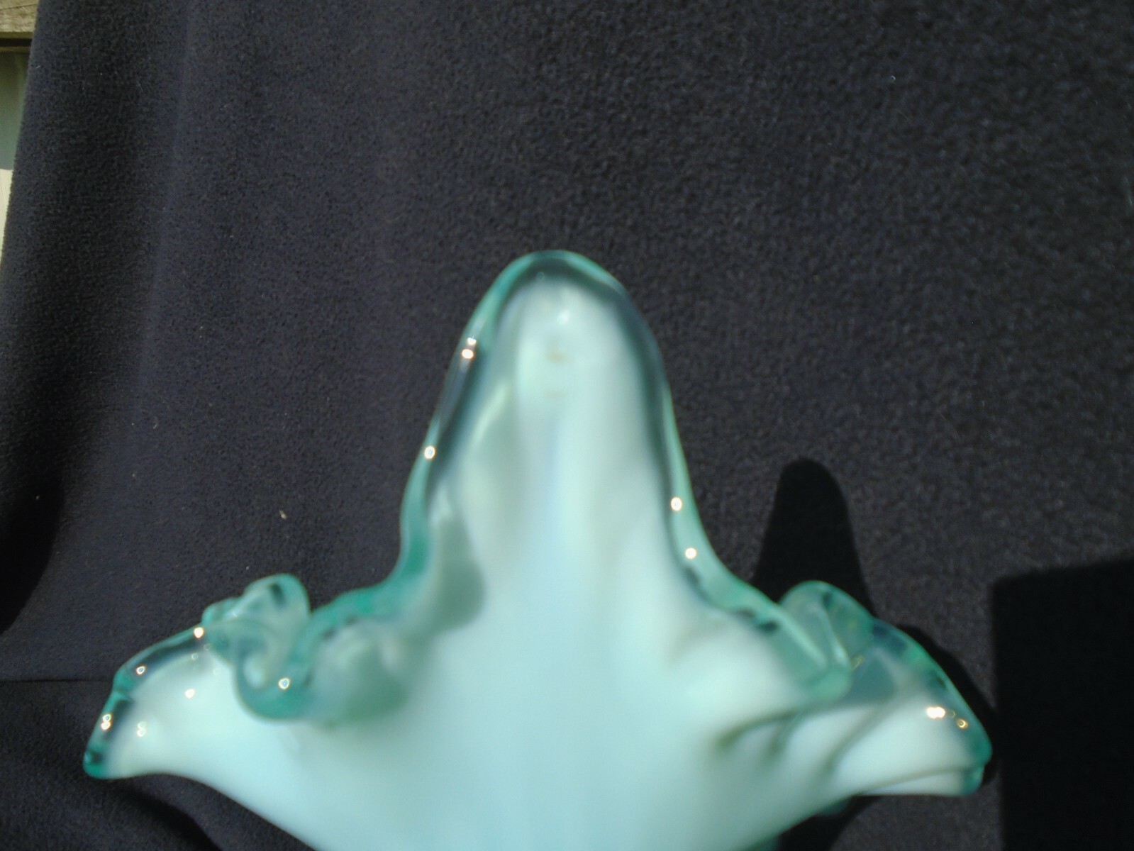 Fenton Aqua Blue Opalescent Optic Coin Dot Jack-in-Pulpit Vase
