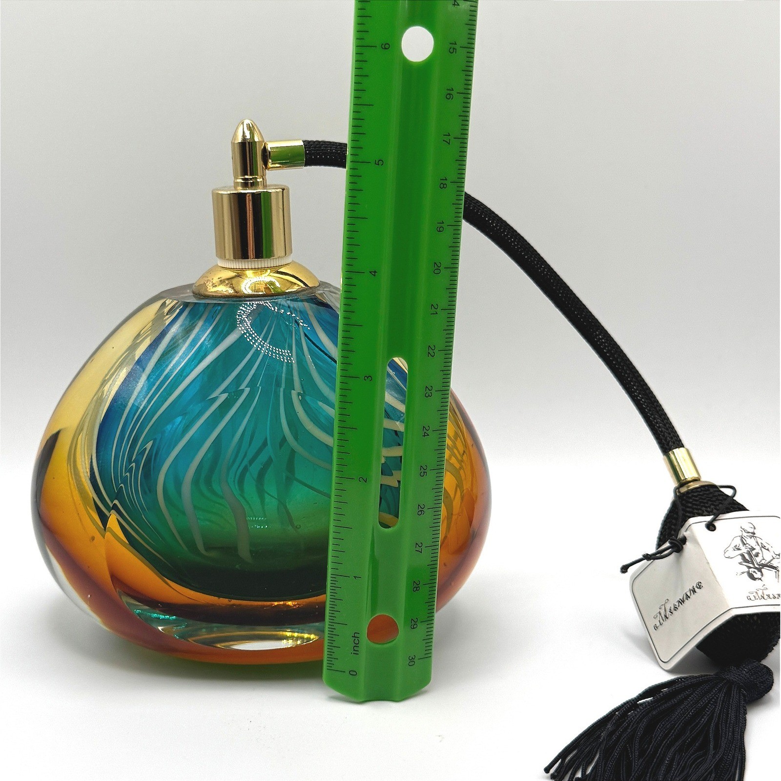 Vintage Murano Art Glass Perfume Atomizer Heavy Hand Blown MCM Vanity Dressing