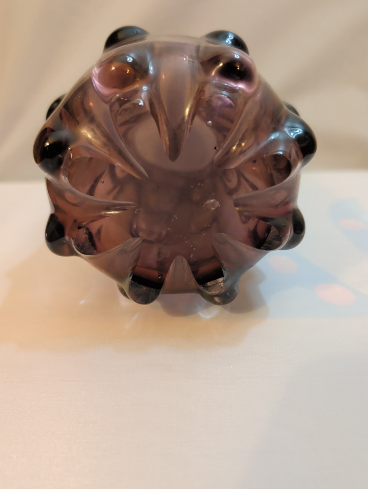 Vintage Amethyst Purple Art Glass Vase 9″ Heavy Pressed Glass Textured…
