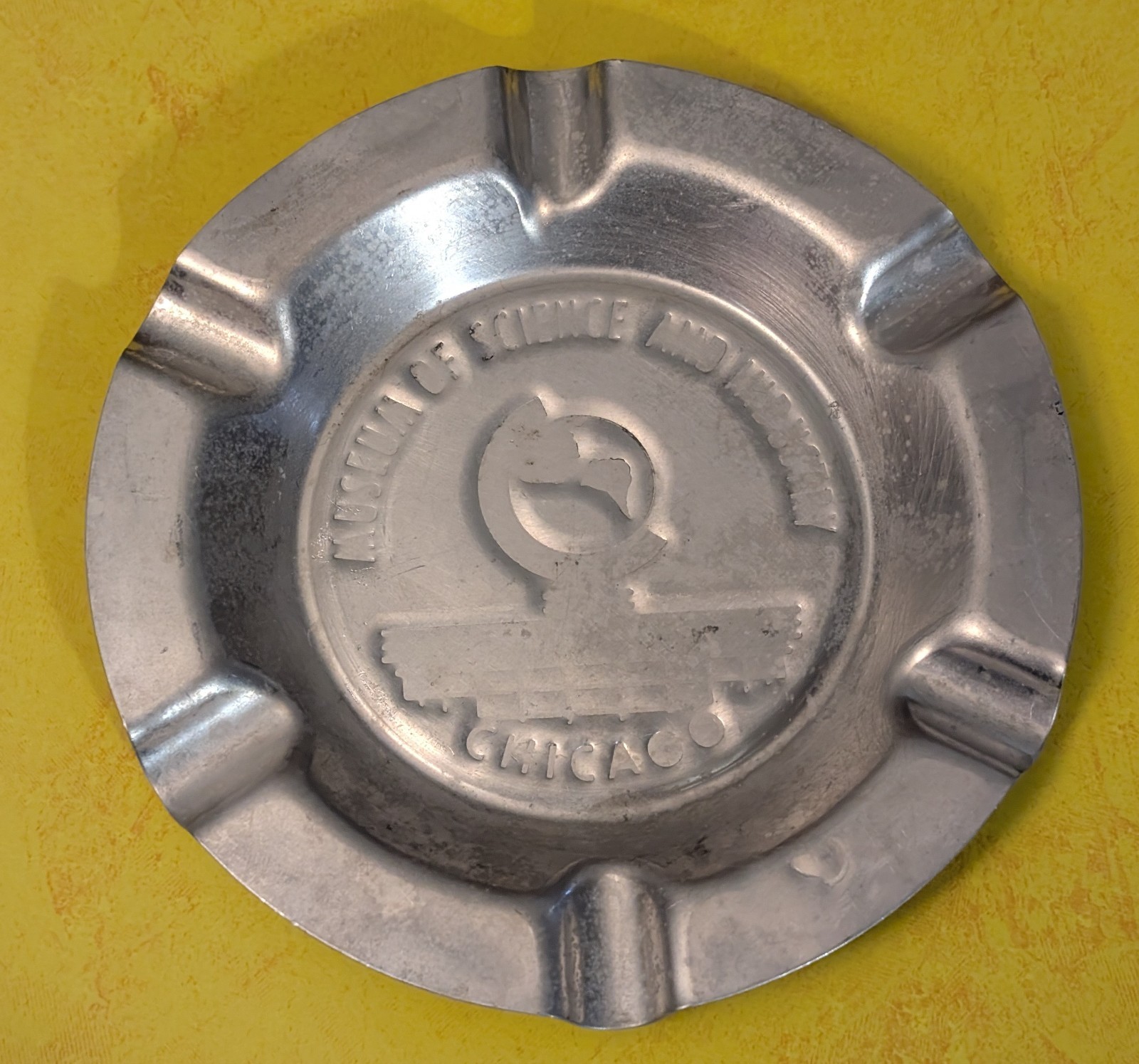 Vtg Ashtray – Museum Science & Industry Aluminum Chicago – Souvenir Trinket Dish