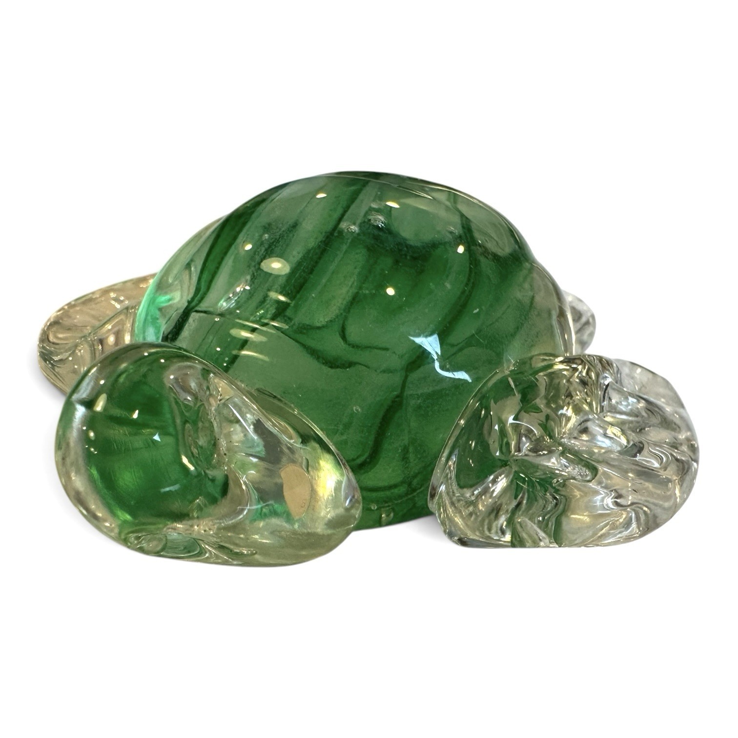 Green Glass Sea Turtle Paperweight Glow-In-The-Dark Dynasty Gallery