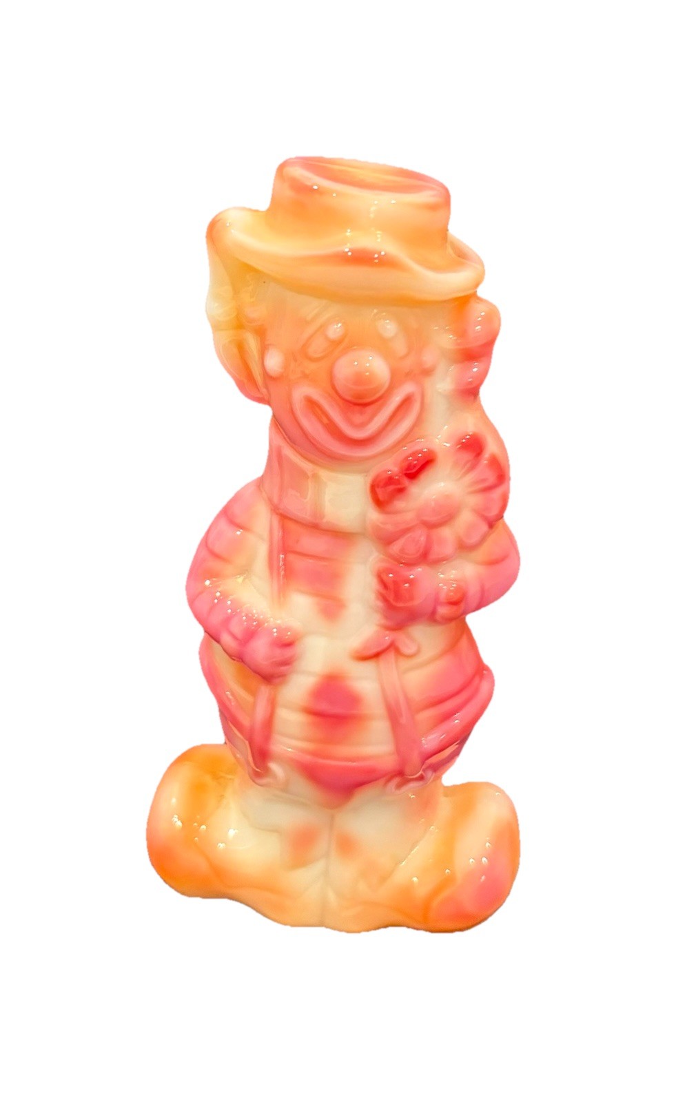 Boyd’s Crystal Art Glass’s Virgil The 2 Faced Clown, #7, In Vanilla Coral